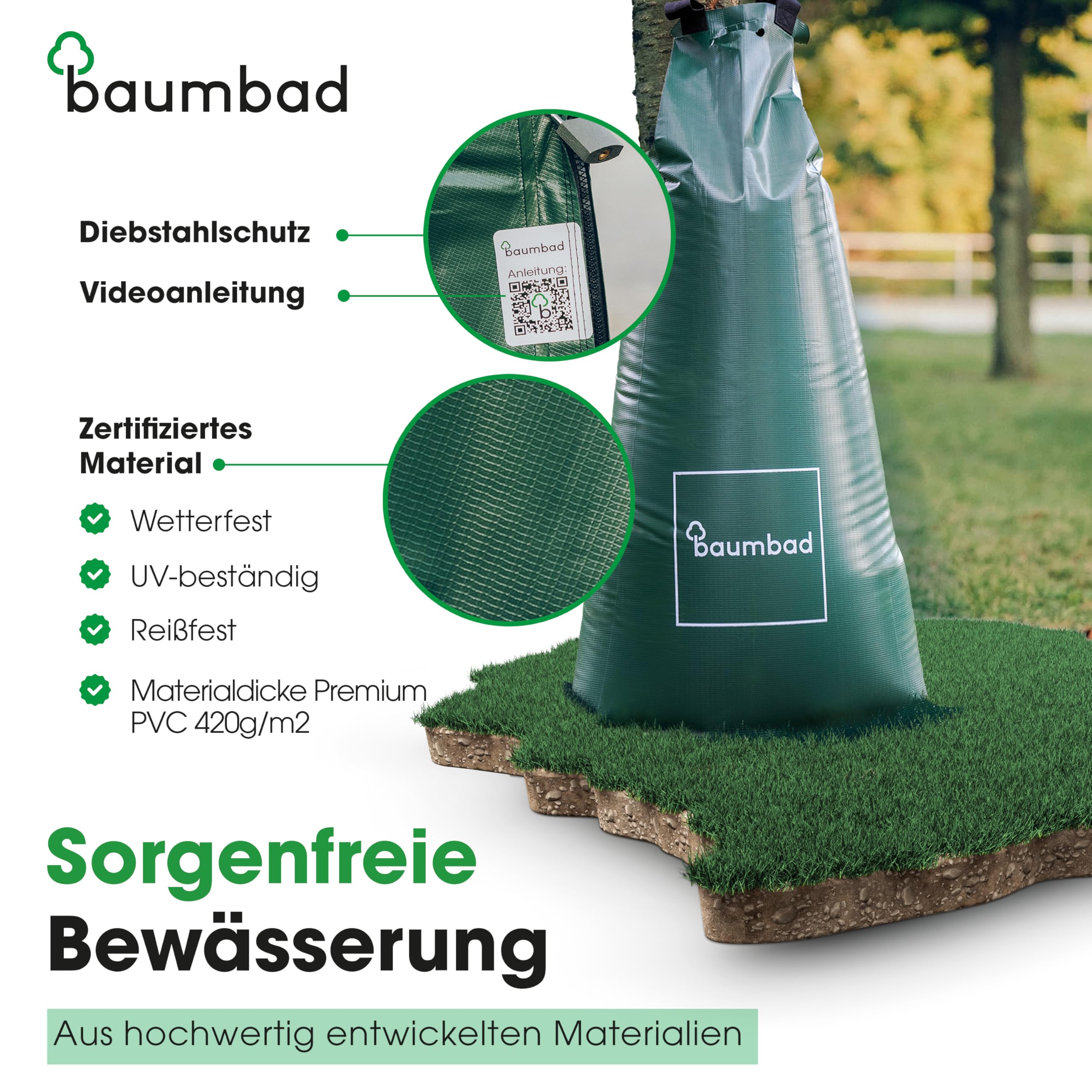 Premium Bewässerungsring 55 Liter, PVC UV Beständig, Baumring zur Bewässerung in Braun