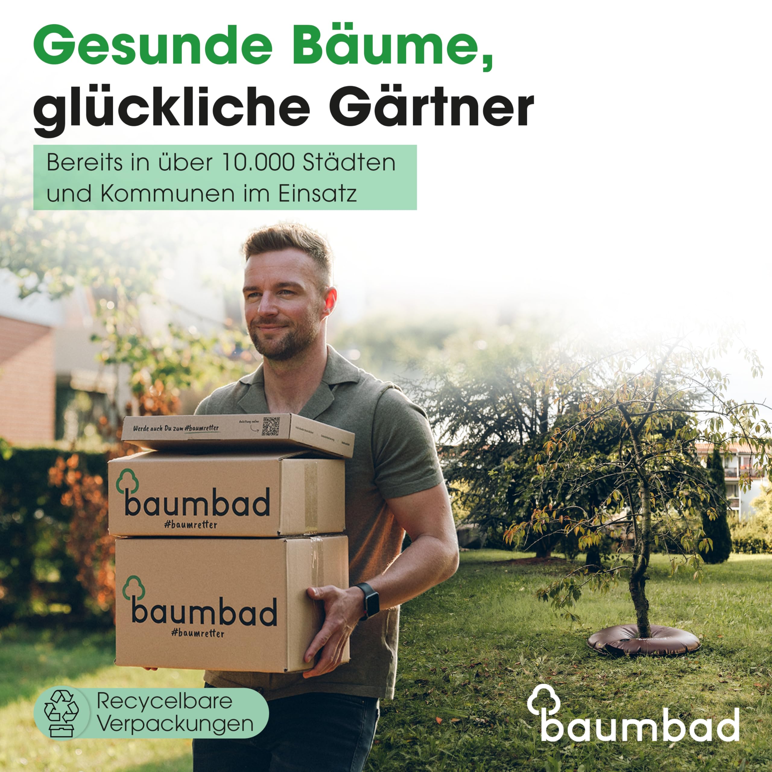 Premium Bewässerungsring 55 Liter, PVC UV Beständig, Baumring zur Bewässerung in Braun