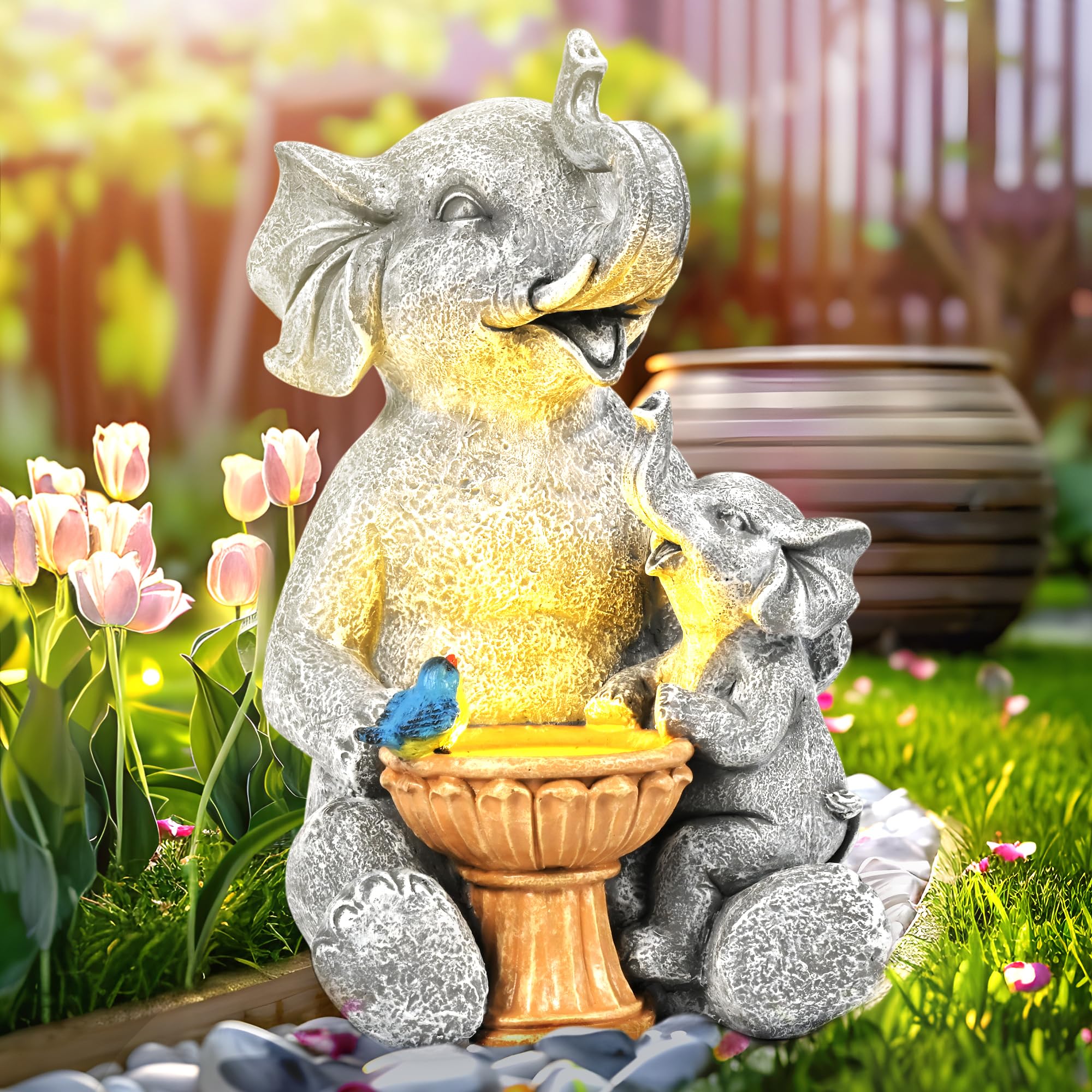 Solar Statuen Gartendeko, Bär Mutter und Bär Kind umarmen Sich, Geburtstagsgeschenk für Frauen, Geschenke für Mama, Wetterfest Gartendeko für Terrasse, draußen, Hof
