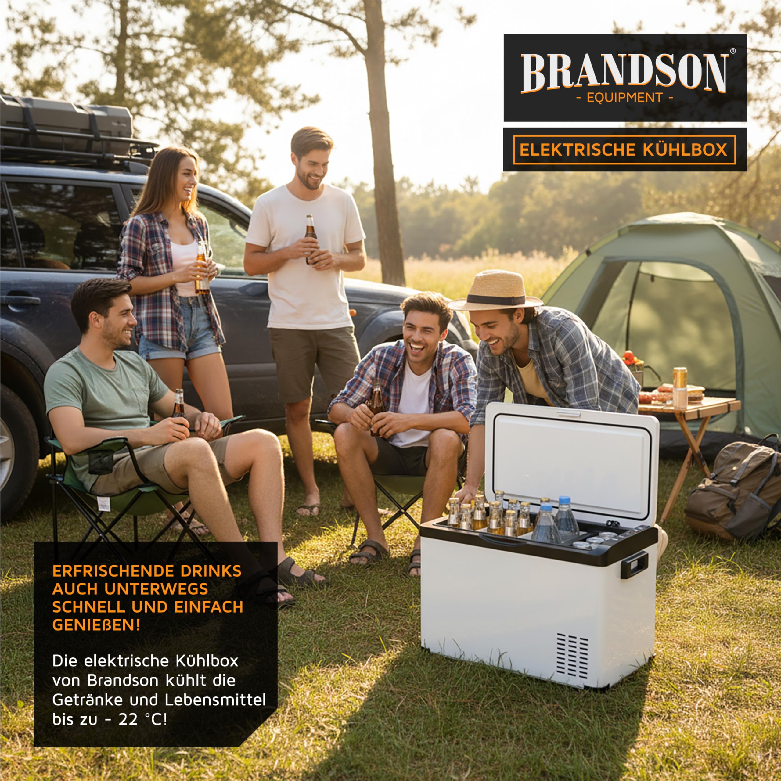 ECO Kompressor Kühlbox XXL elektrisch - 30L Getränke Kühlschrank - Gefrierbox Kühlung bis – 22°C - Autokühlbox mit ECO Modus - 30 Liter 12V 24V KFZ – für LKW Auto Camping Boot – Cool Grey