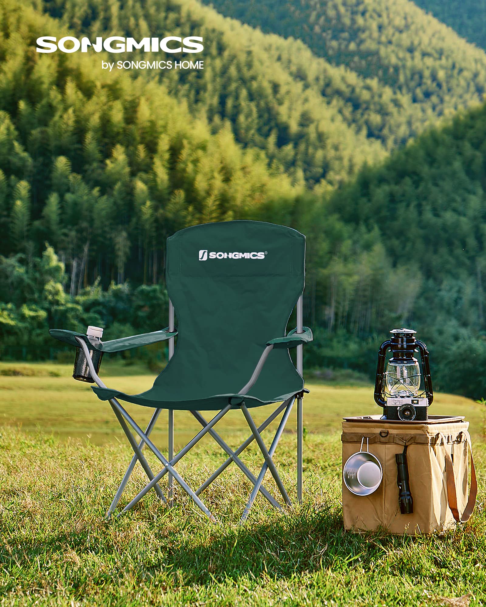 2er Set Klappstuhl Campingstuhl Bequeme Schwerlaststruktur bis 150kg belastbar mit Getränkehalter Outdoor Stuhl