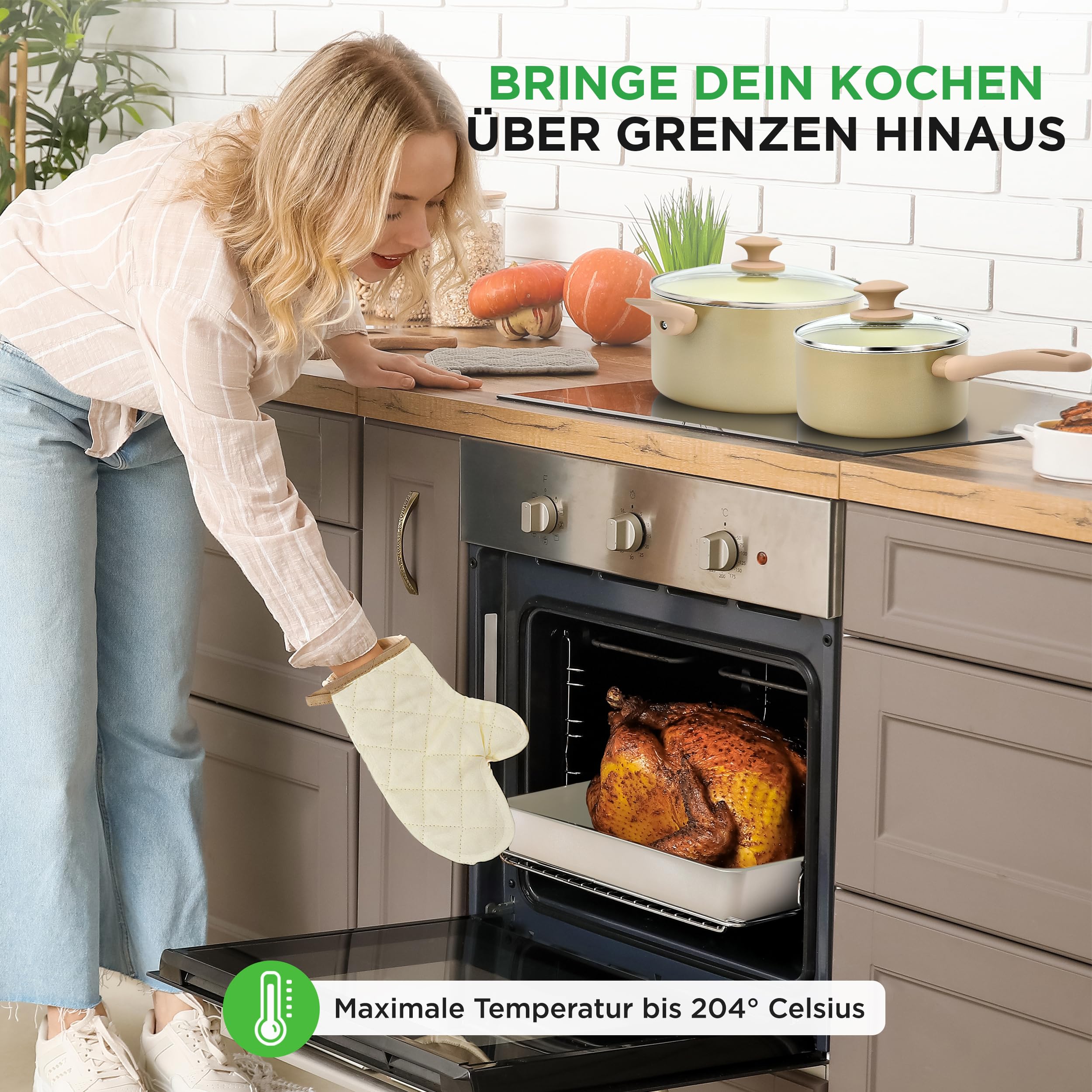 Topfset & Pfannenset - 54-teiliges Non-Stick-Kochgeschirr - Enthält Küchenutensilien, Backschale, Messer / Für Induktion, Gas & Elektrisch / Gesundes & Fettfreies Kochen