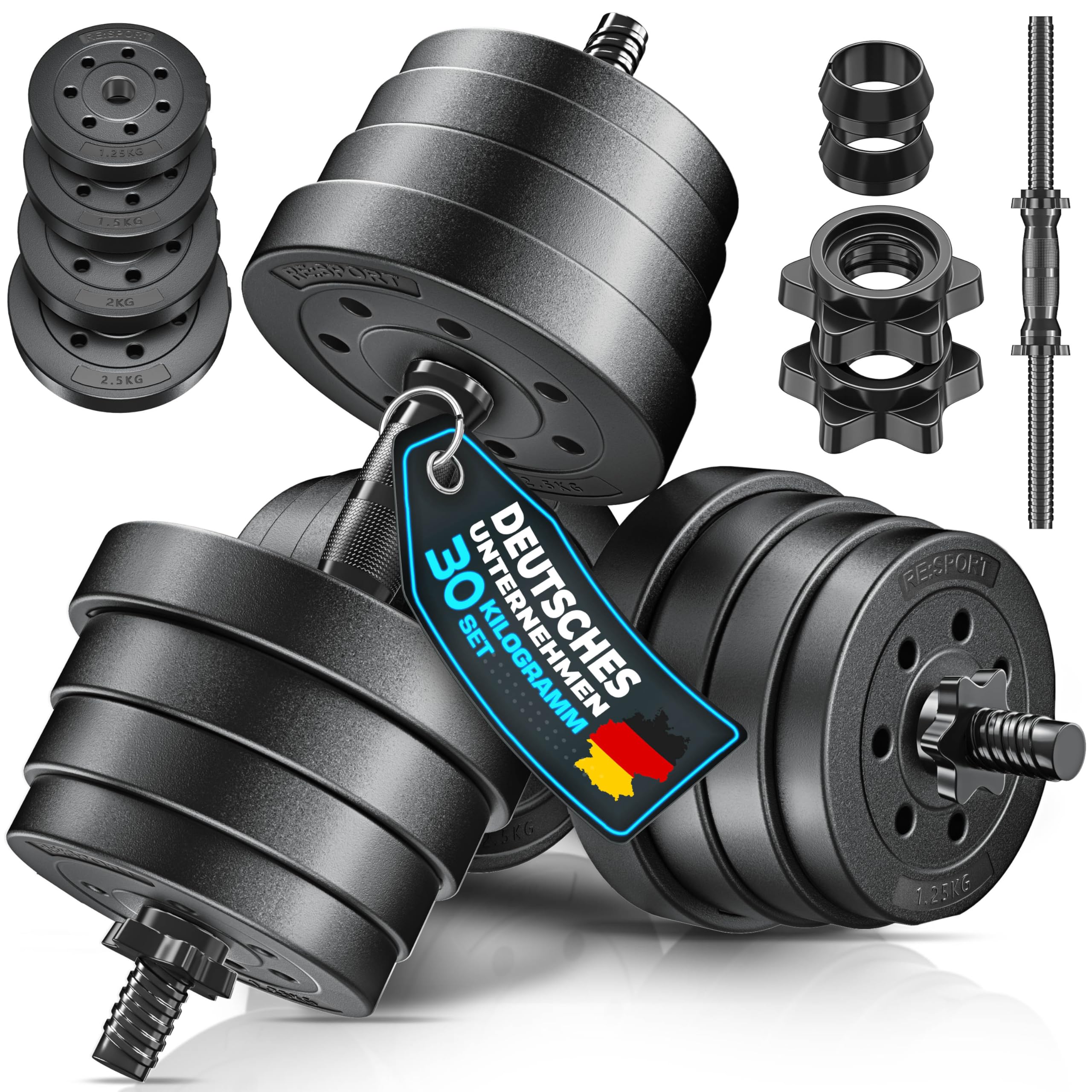 2er Hanteln Set verstellbar 20 kg | Hantelset mit 2 Kurzhanteln | Hantel mit Gewichten & 4 Sternverschlüsse | Fitness Kurzhantel für Muskelaufbau, Workout & Zuhause
