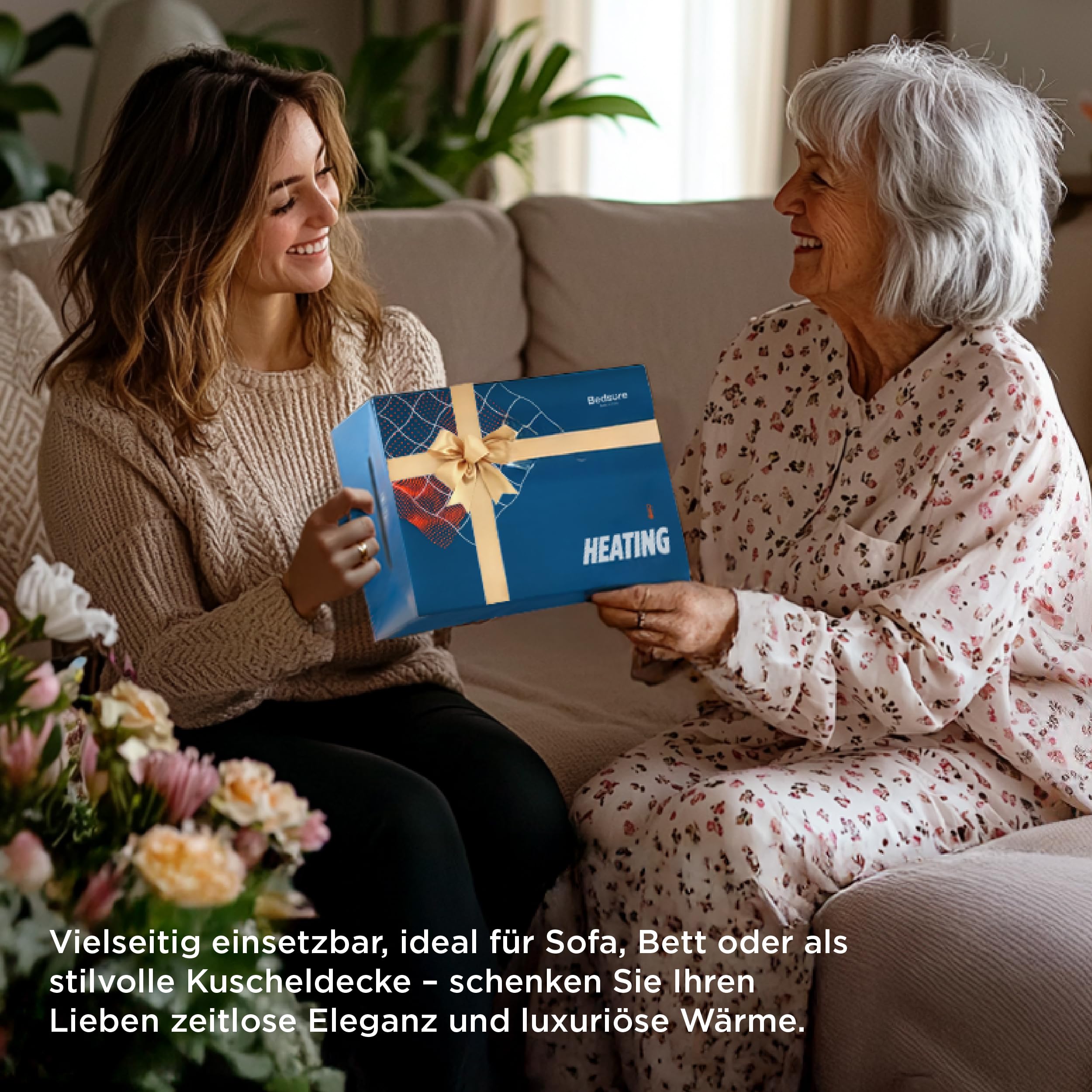 Elektrische Decke mit automatischem Abschalten - Wärmedecke mit 6 Wärmeeinstellungen und 10-Stunden-Timer, bis zu 8 Stunden Überhitzungsschutz, elektrische Kuscheldecke für Zuhause und Büro, 130 x 180 cm