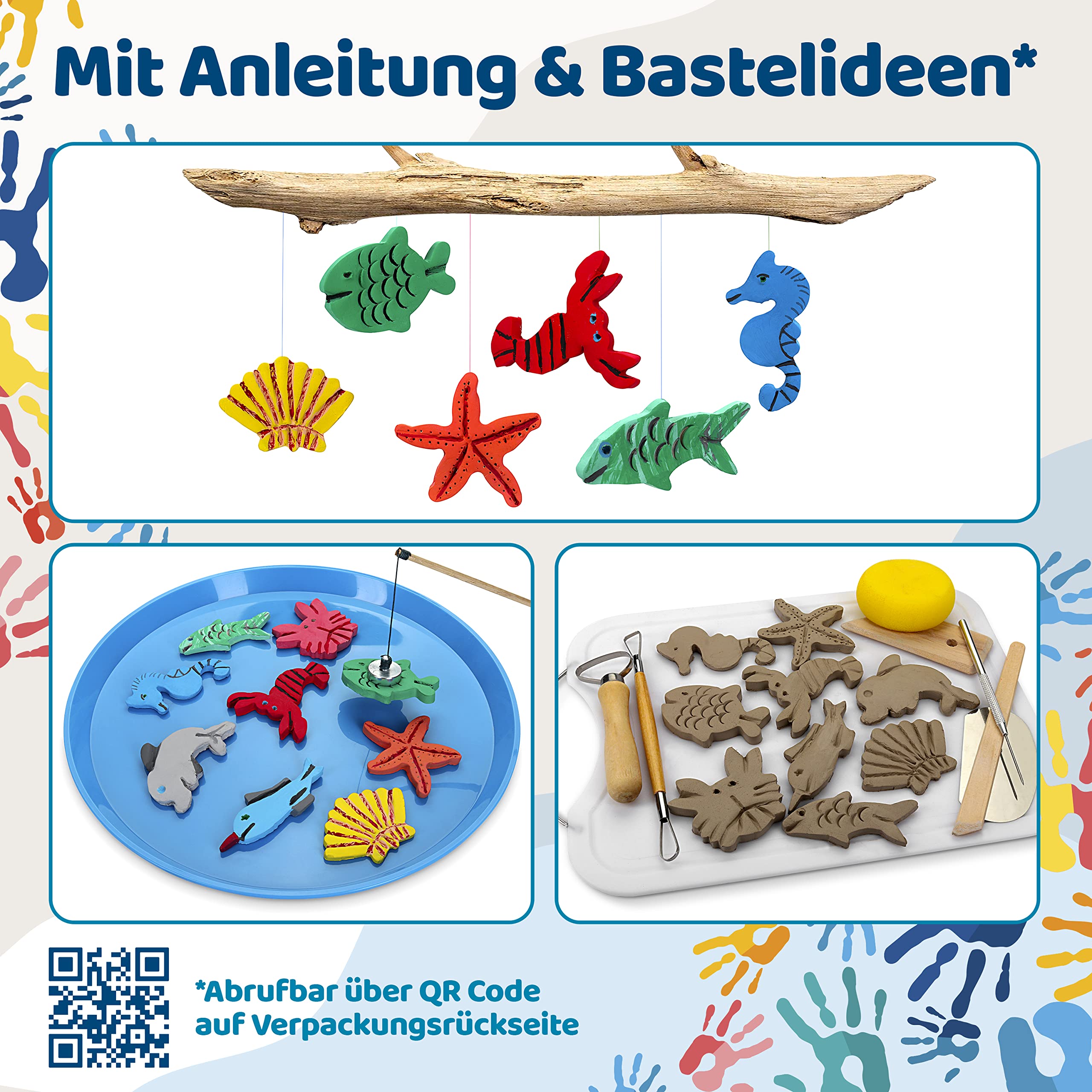 Selbsttrocknender Ton  – Bastelton lufthärtend – extra stabil mit Bindemittel – für Kinder & Einsteiger