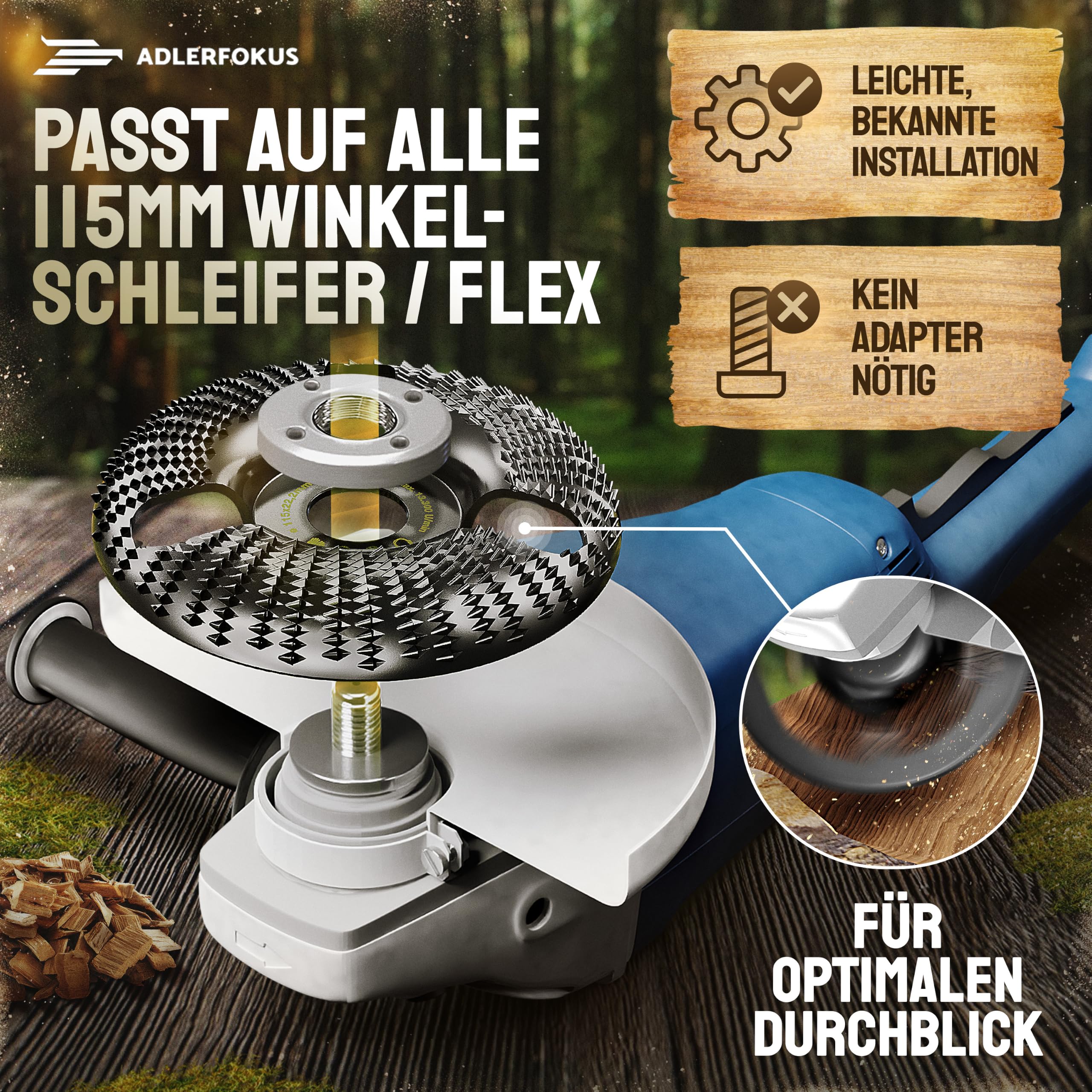 Holz Schleifscheibe 125mm Winkelschleifer [EXTRA SCHARF] | Flexscheibe für Holz - Wurzelfräse - Lackfräse - Baumstumpffräse - Raspelscheibe - Schleifen mit einer Flex Schleifscheibe
