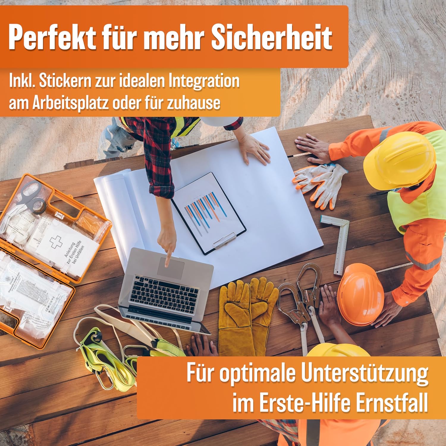Erste-Hilfe-Box nach DIN 13157:2021 Inklusive Wandmontage & Aufkleber, universeller Erste-Hilfe-Fall für Unternehmen, Haushalte oder Catering - Büro-Erste-Hilfe-Box gefüllt, Sanitärbox