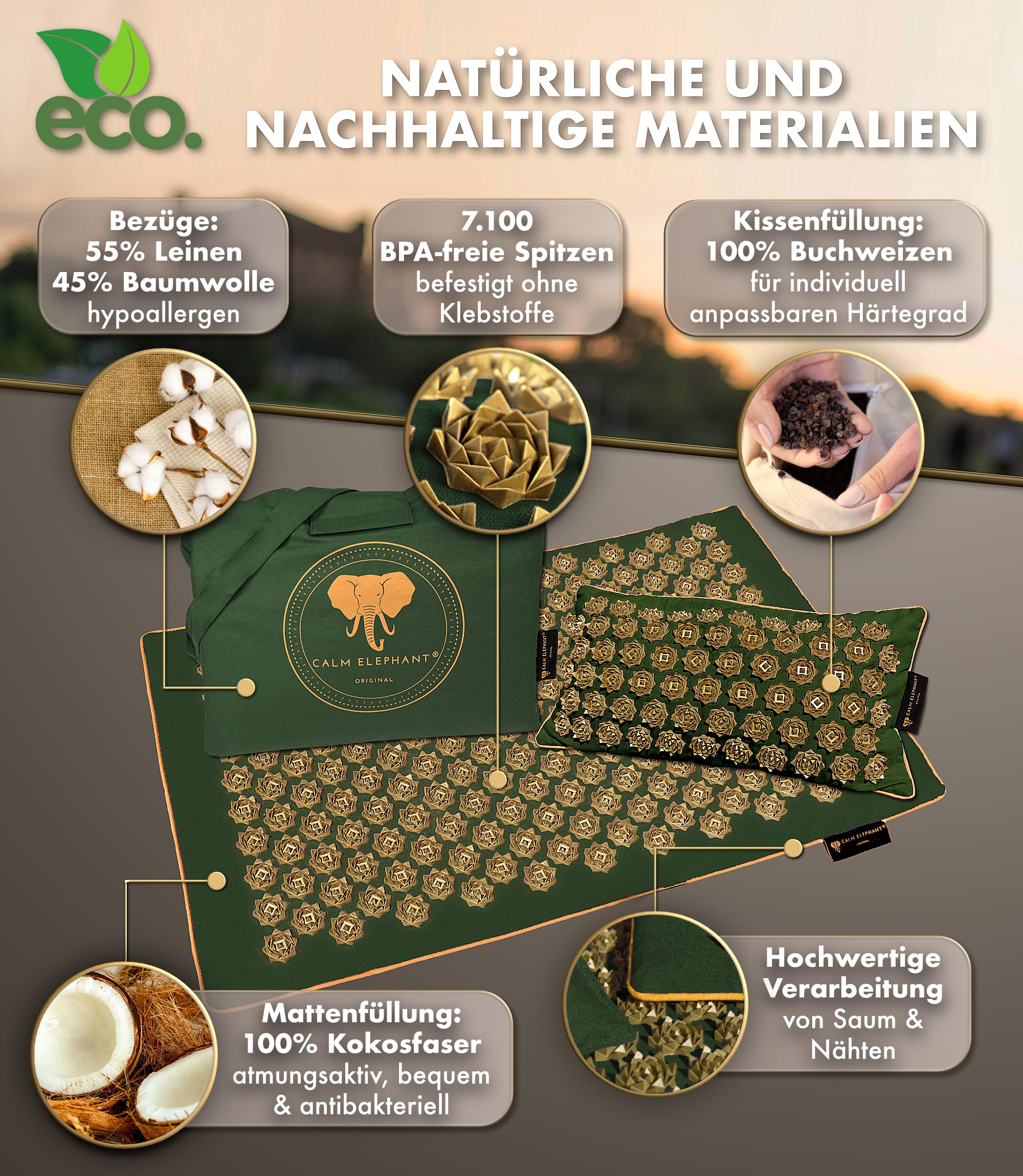 Echte Akupressurmatte mit Kissen XXL Set aus 5 Massagematten Rückenspannung Entlastung Akupunkturmatte mit Wärmefunktion, Lumbalkissen, Doormatte & Tasche, Grau
