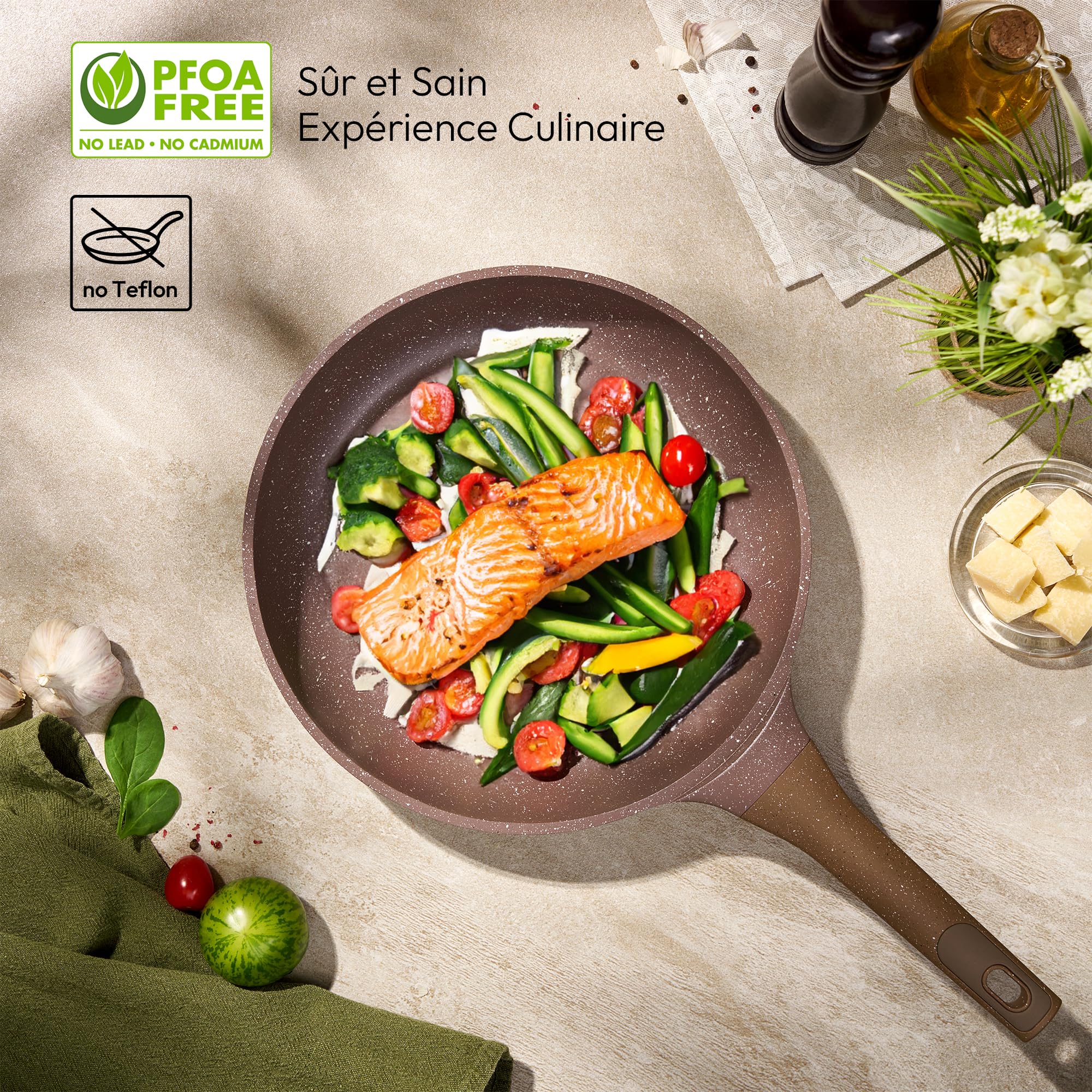 Induktionsgefässe - Pfannenset mit Deckel - Induktionsgefässe Set - Töpfe & Pfannen Set ohne PTFE und PFOA - Kochgeschirr-Topf-Induktion