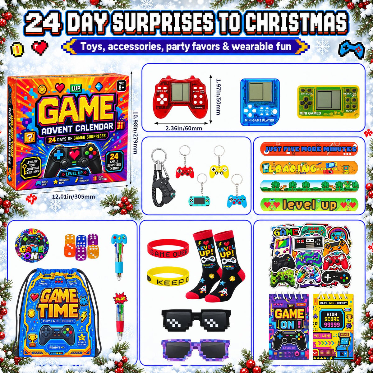 Gaming Adventskalender 2026 Teenager mit Umfangreiches Gamer Geschenkset