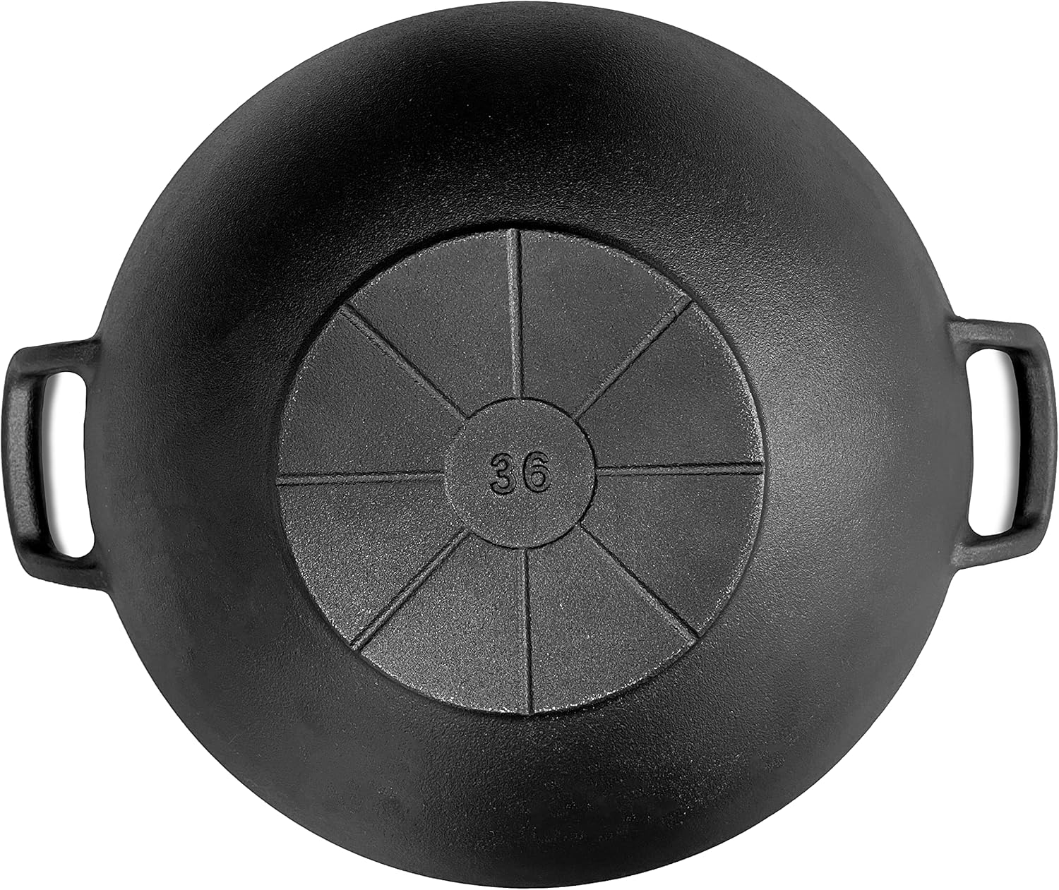 Bergensteiner® 100% Gusseisen Wok mit emaillierter Oberfläche | 36 cm Durchmesser groß | Grill, Induktion, Feuer, Gasgrill | Wok Pan | Inklusive Premium Grillhandschuhe