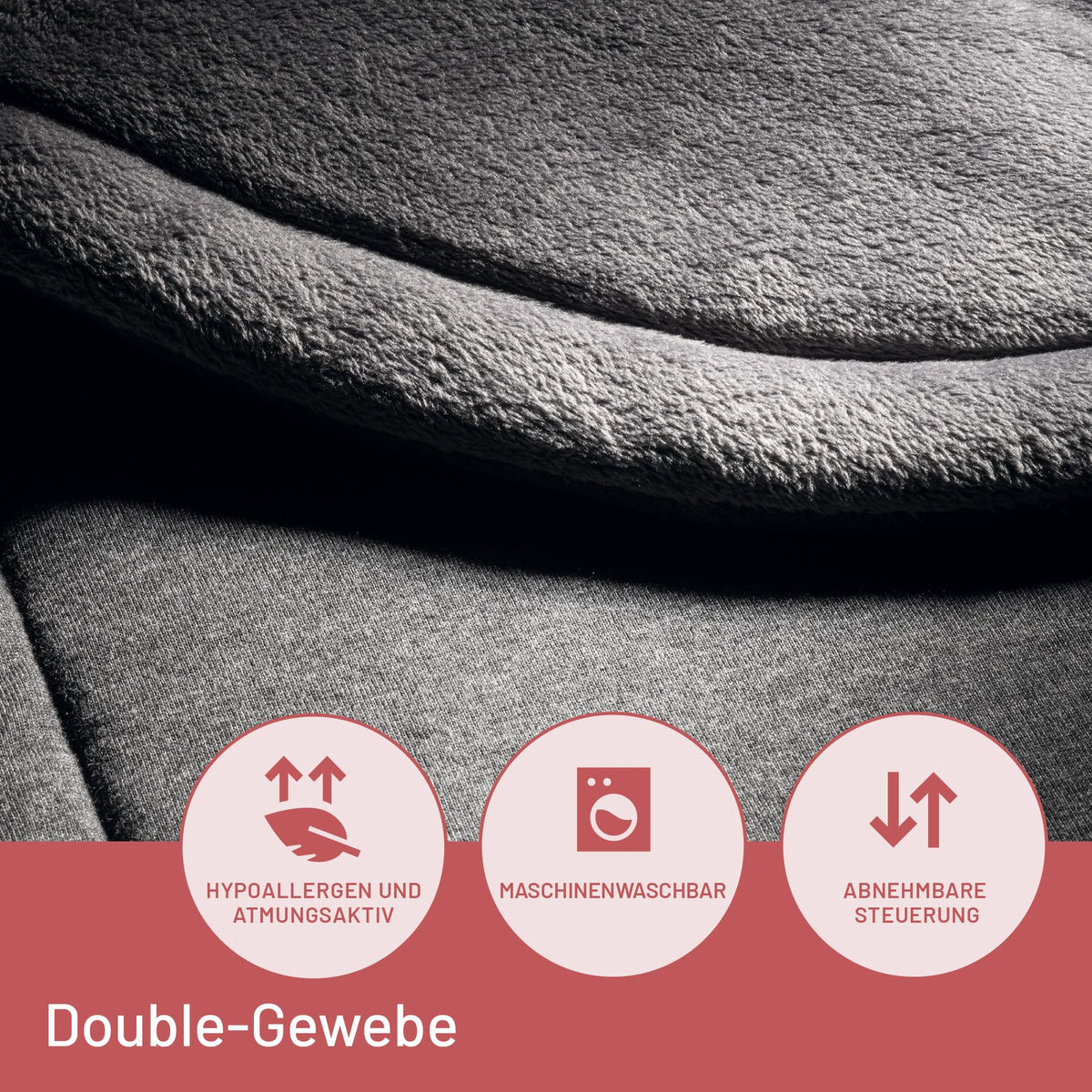 Heizkissen für Hals und Schultern, Wärmekissen 47 x 52 cm, antiallergischer Stoff, 5 Temperaturen, Electro-Block-Sicherheitssystem, schnelles Erhitzen, maschinenwaschbar