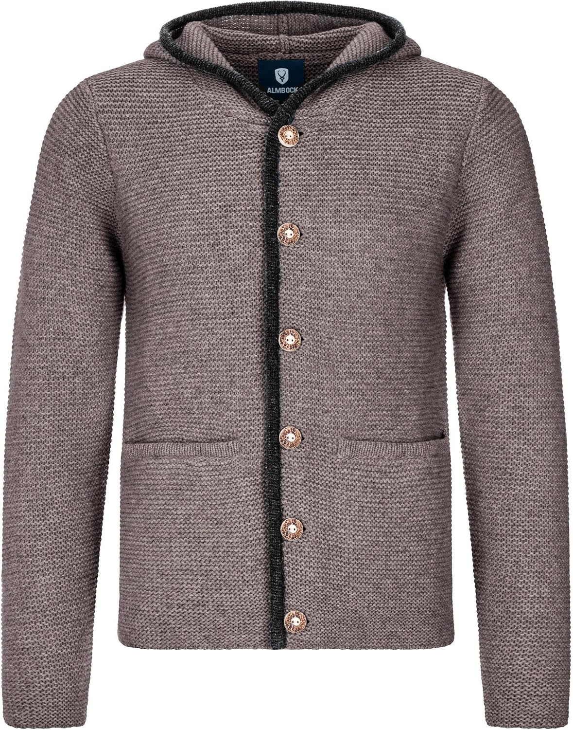 Herren Kostümjacke mit Hood - Kostüm Hoodie für Männer in Schwarz / Anthrazit und Grau und Braun - Traditionelle Strickjacke in S, M, L, XL, XXL, XXXL