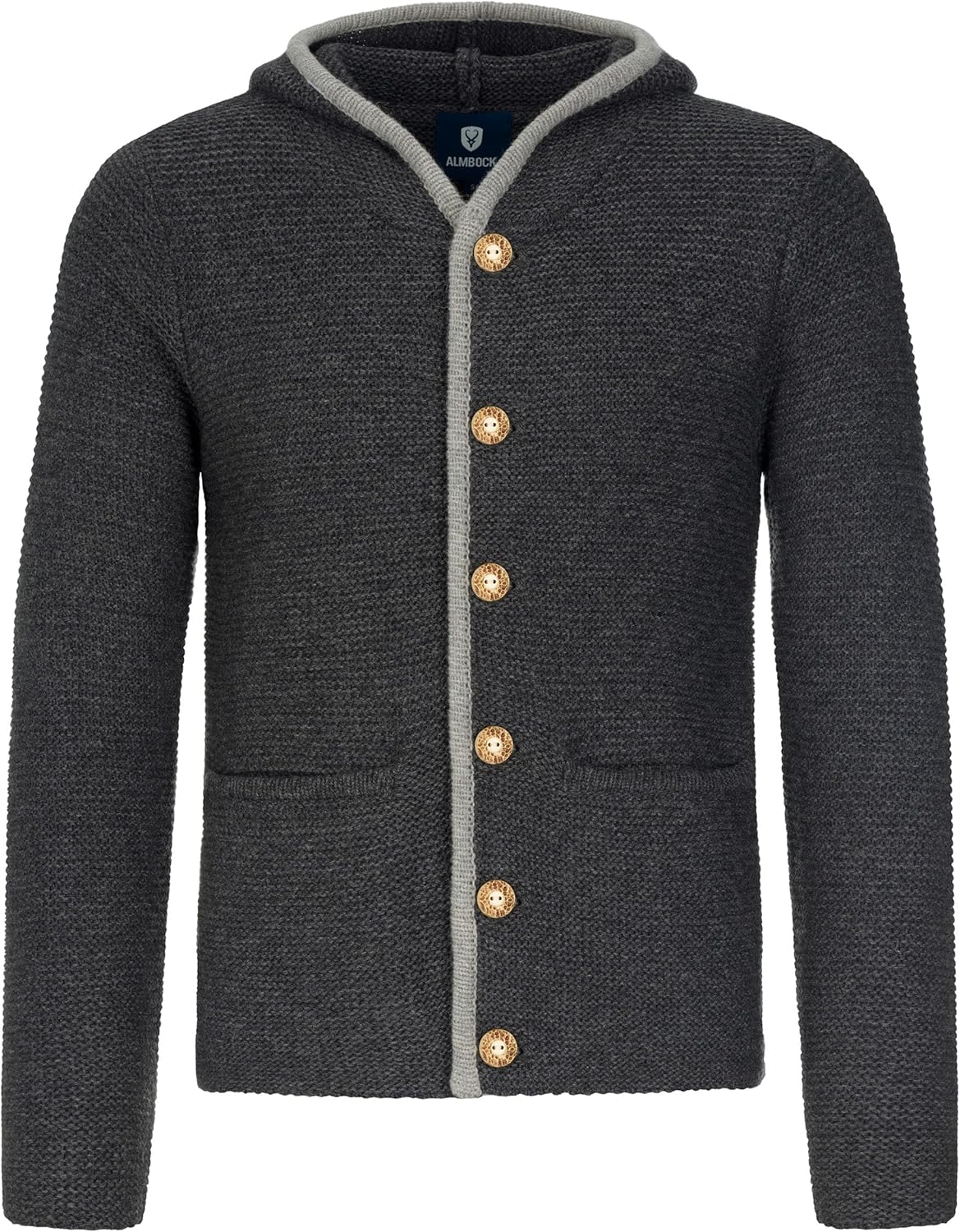 Herren Kostümjacke mit Hood - Kostüm Hoodie für Männer in Schwarz / Anthrazit und Grau und Braun - Traditionelle Strickjacke in S, M, L, XL, XXL, XXXL