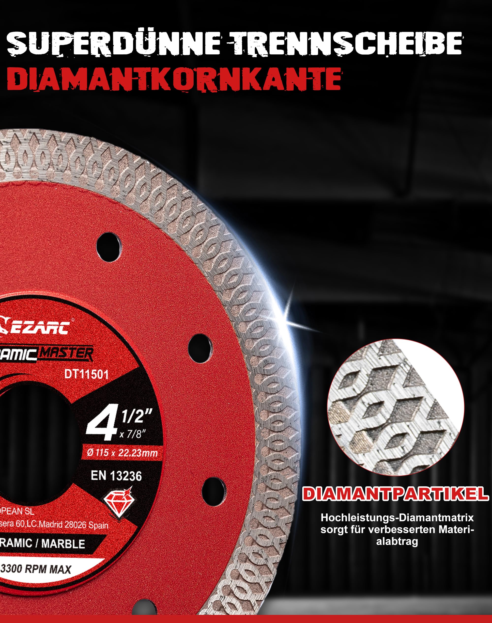 Diamantschneidscheiben 125mm Extra Thin Diamond Disc Cutting Disc für Fliesen Keramik Marmor Nass oder Trockenschnitt