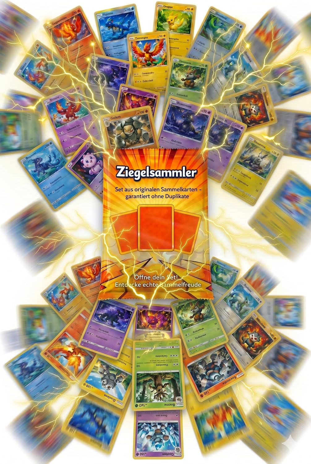 50 Sammelkarten Set Deutsch kompatibel mit Pokemon Karten, ohne Doppelte