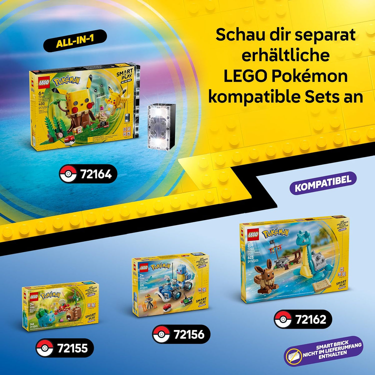 LEGO Pokémon SMART Play: Trainingshaus mit Pikachu - interaktives All-in-1 Spielset mit SMART Brick, 4 Tags, Figur und Ladegerät - Geschenkidee für Kinder ab 6 Jahren - 72164