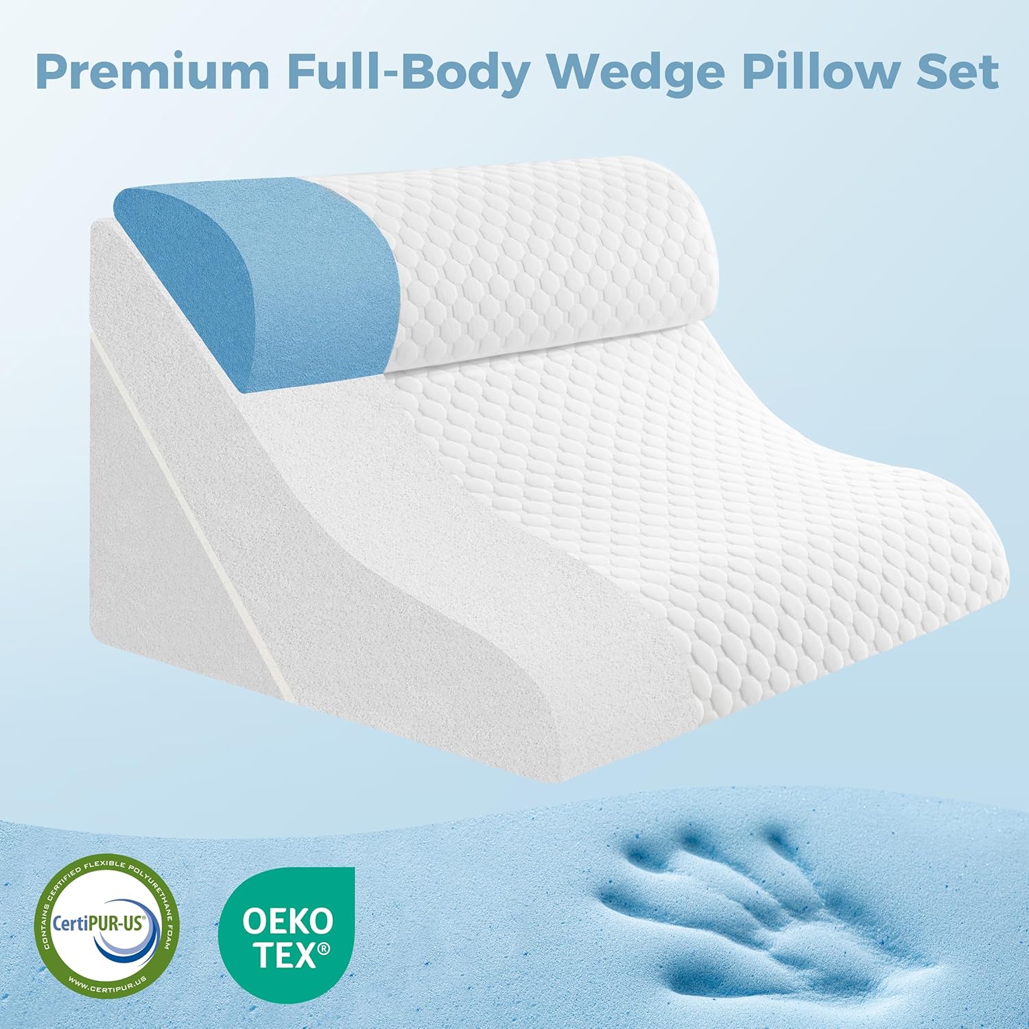 3-in-1 Orthopädisches Bettkeilkissenset, verstellbarer Memory-Schaum, Faltdreieckkissen zur Unterstützung von Beinen, Knien, Schlafapnoe, Rückenschmerzen, Linderung von Sodbrennen, Schnarchen