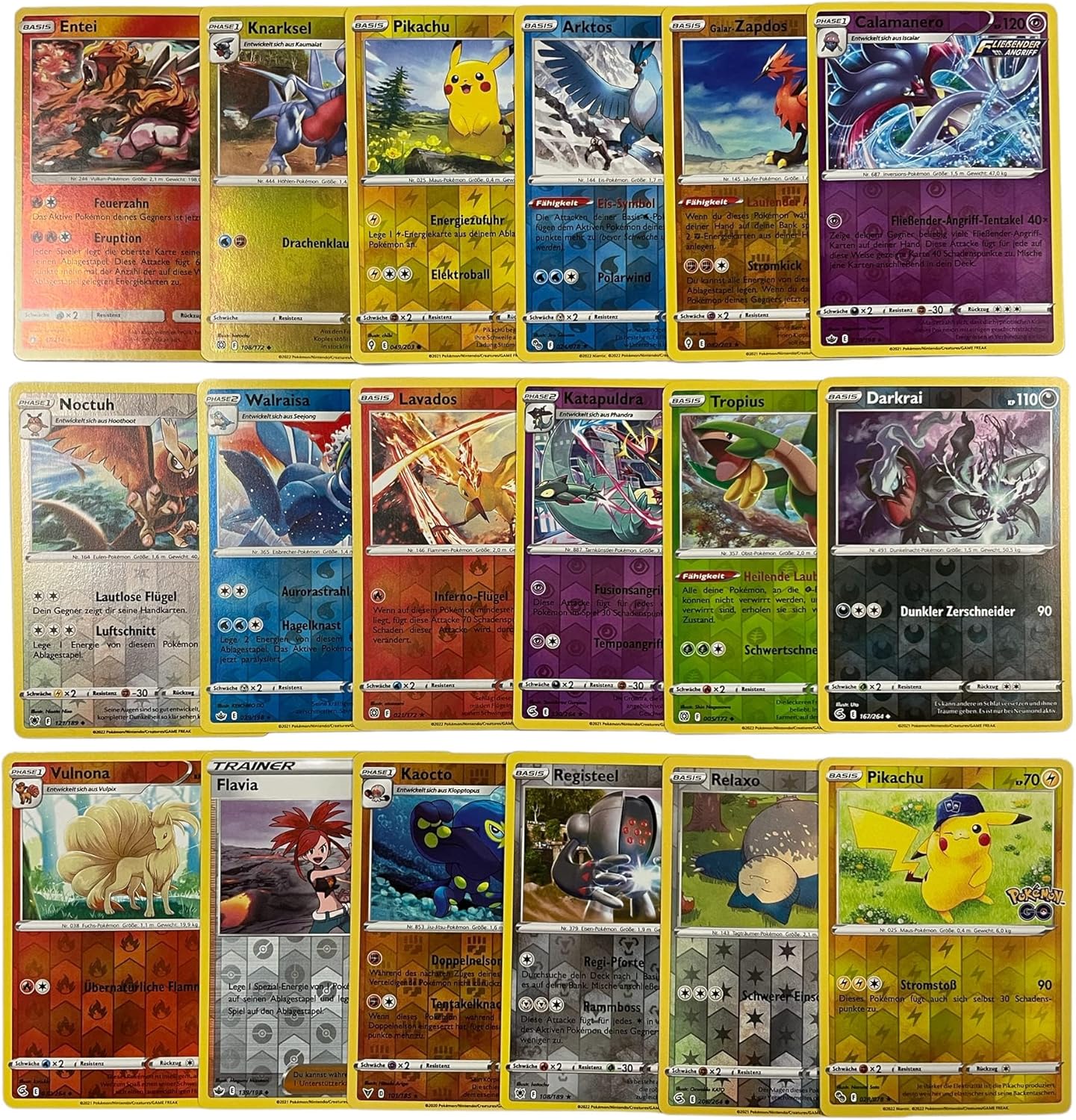 Original 20 x Pokémon Reverse Holo Glitzer, seltene Pokémon Karten Holographische Reverse Verschiedene Karten aus aktuellen Sets