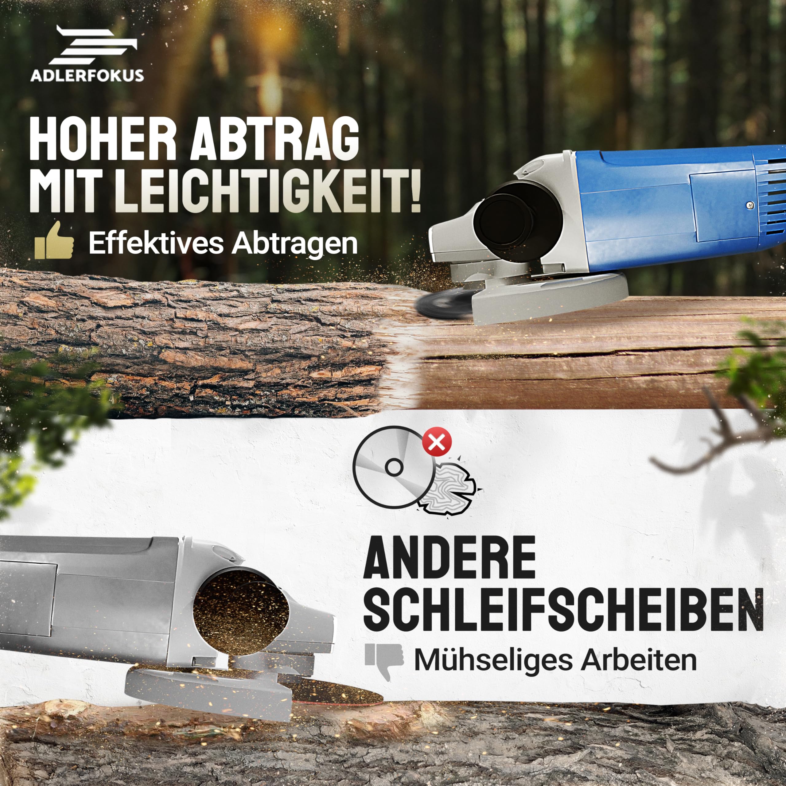 Holz Schleifscheibe 125mm Winkelschleifer [EXTRA SCHARF] | Flexscheibe für Holz - Wurzelfräse - Lackfräse - Baumstumpffräse - Raspelscheibe - Schleifen mit einer Flex Schleifscheibe
