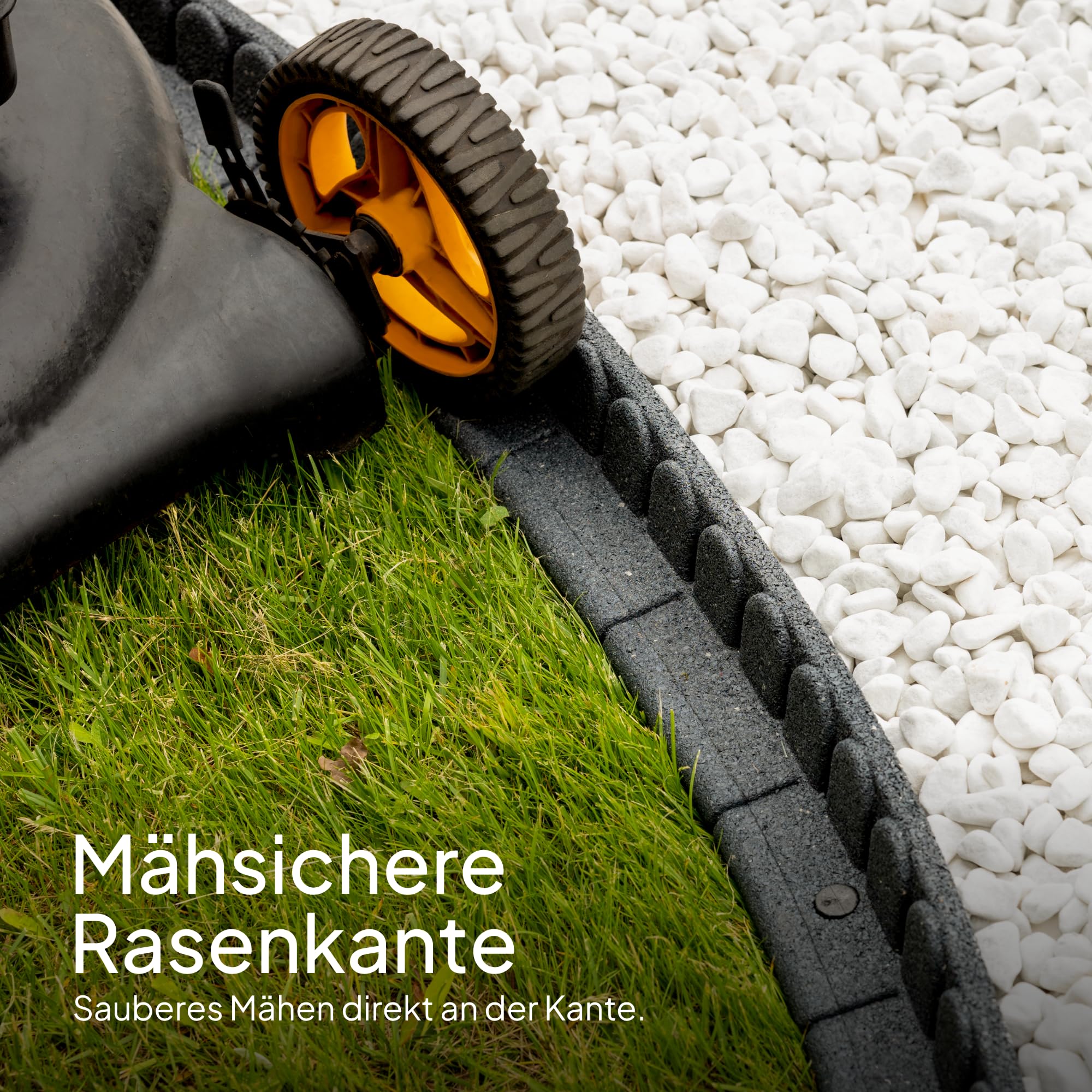 Flexible Rasenkante aus Recyceltem Gummi - Rasenmäherfreundliche Mähkante - Leicht zu verarbeitende Rasenkantensteine - Stabile Beetumrandung & Beeteinfassung - Anthrazit