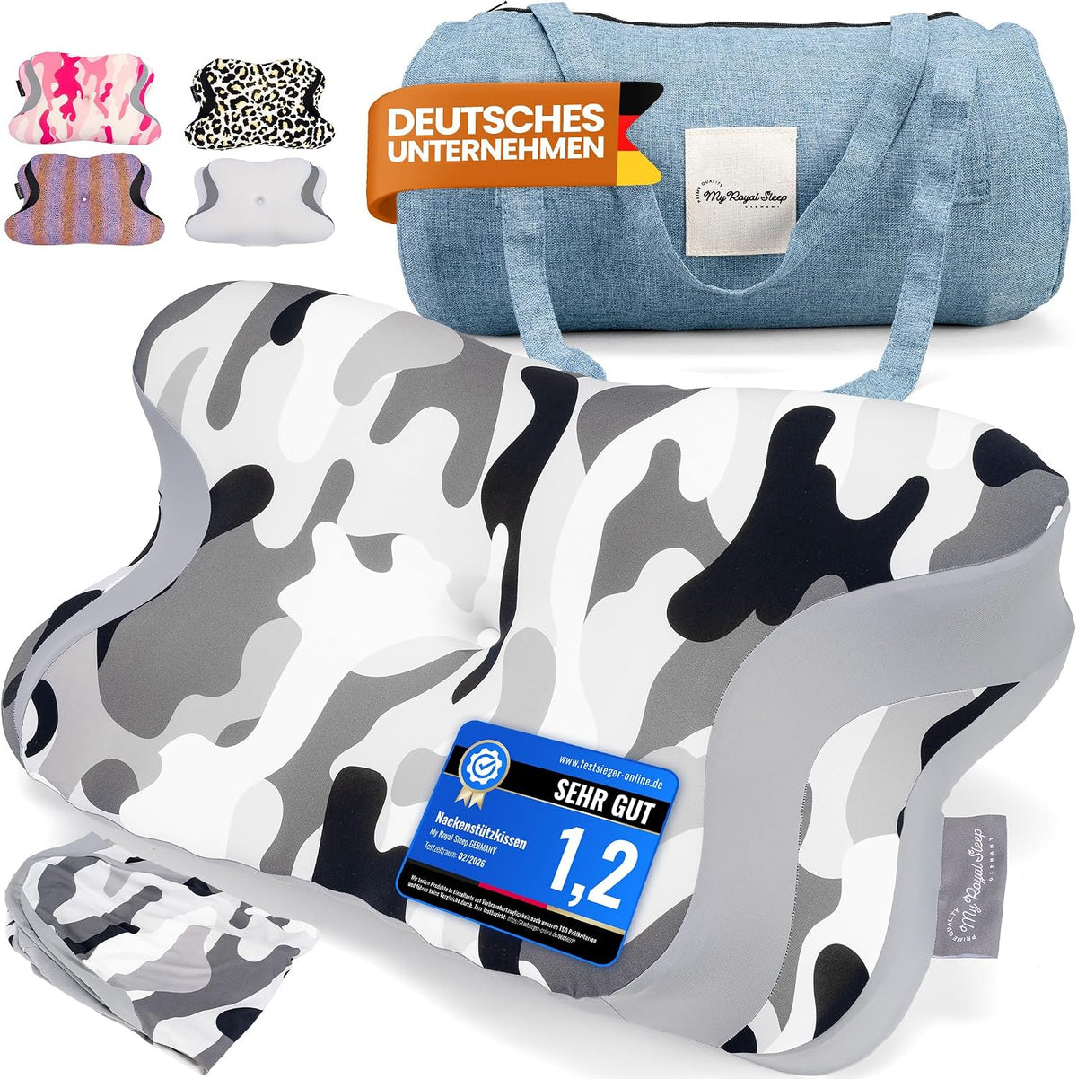 Nackenkissen – Ergonomisch - Höhenverstellbar -Seitenschläferkissen Nackenstützkissen Rückenschläferkissen Memory Foam Kopfkissen – Natürliche Nackenhaltung
