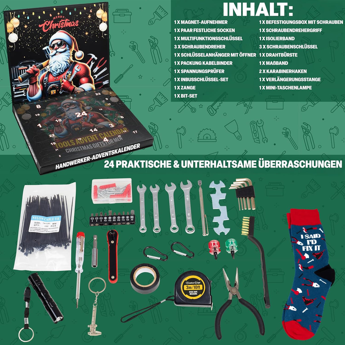 Handwerker Adventskalender 2026 Männer, 24 Tool