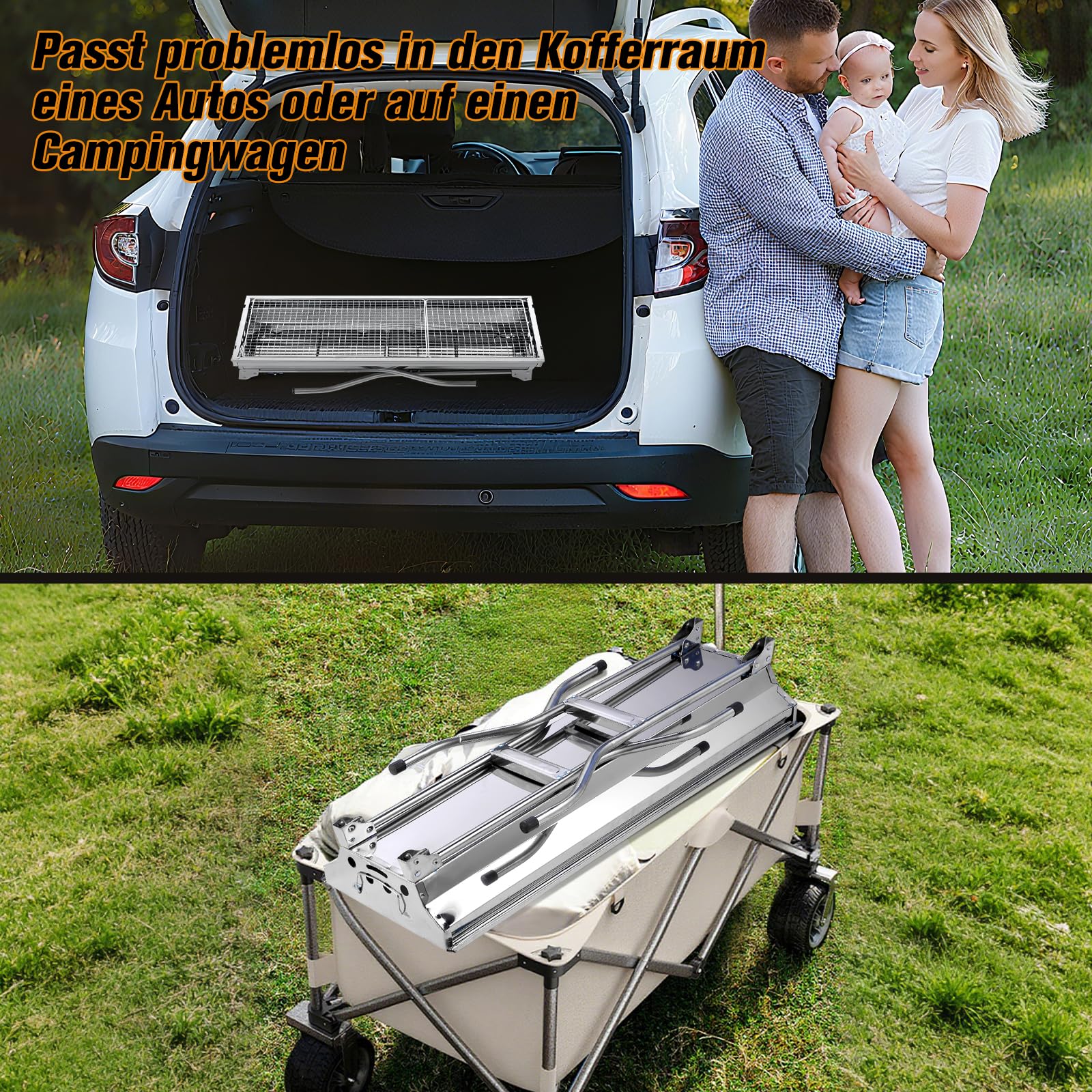 Holzkohlegrill Picknickgrill Edelstahl Kleiner Grill Portabler Campinggrill Abnehmbare BBQ Grills für Outdoor Garten Party