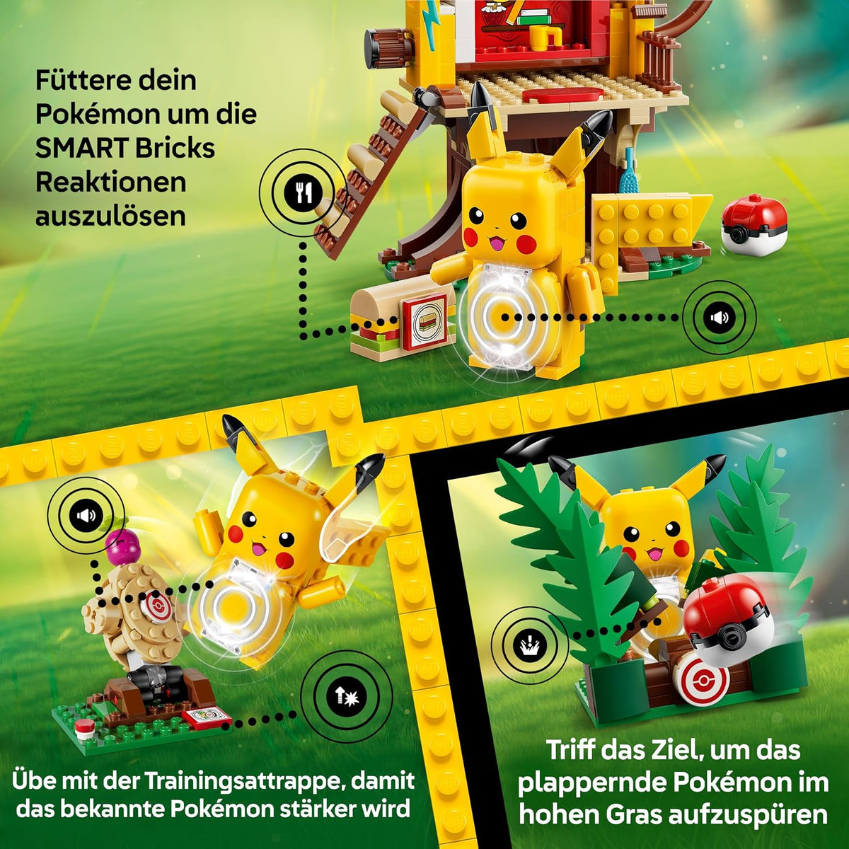 LEGO Pokémon SMART Play: Trainingshaus mit Pikachu - interaktives All-in-1 Spielset mit SMART Brick, 4 Tags, Figur und Ladegerät - Geschenkidee für Kinder ab 6 Jahren - 72164