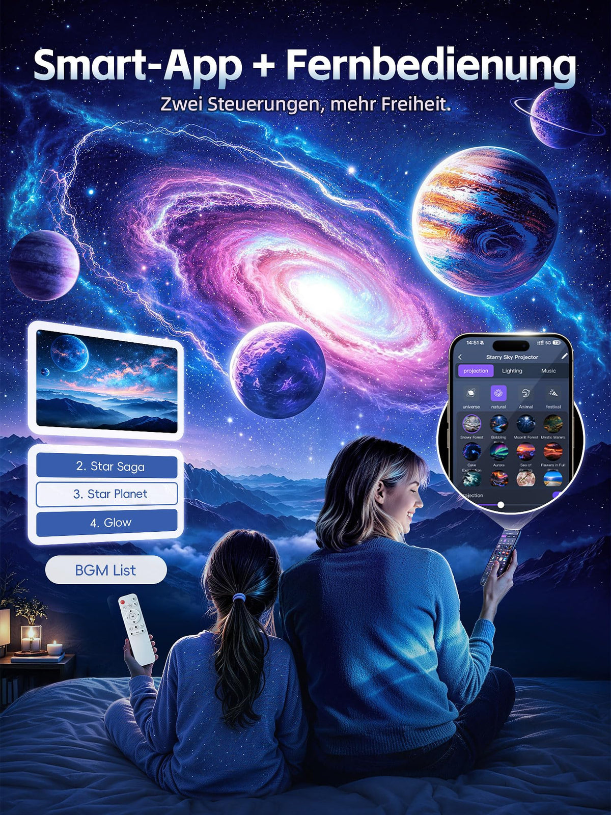 Sternenhimmel Projektor Galaxy Projector Geschenke Nachttischlampe