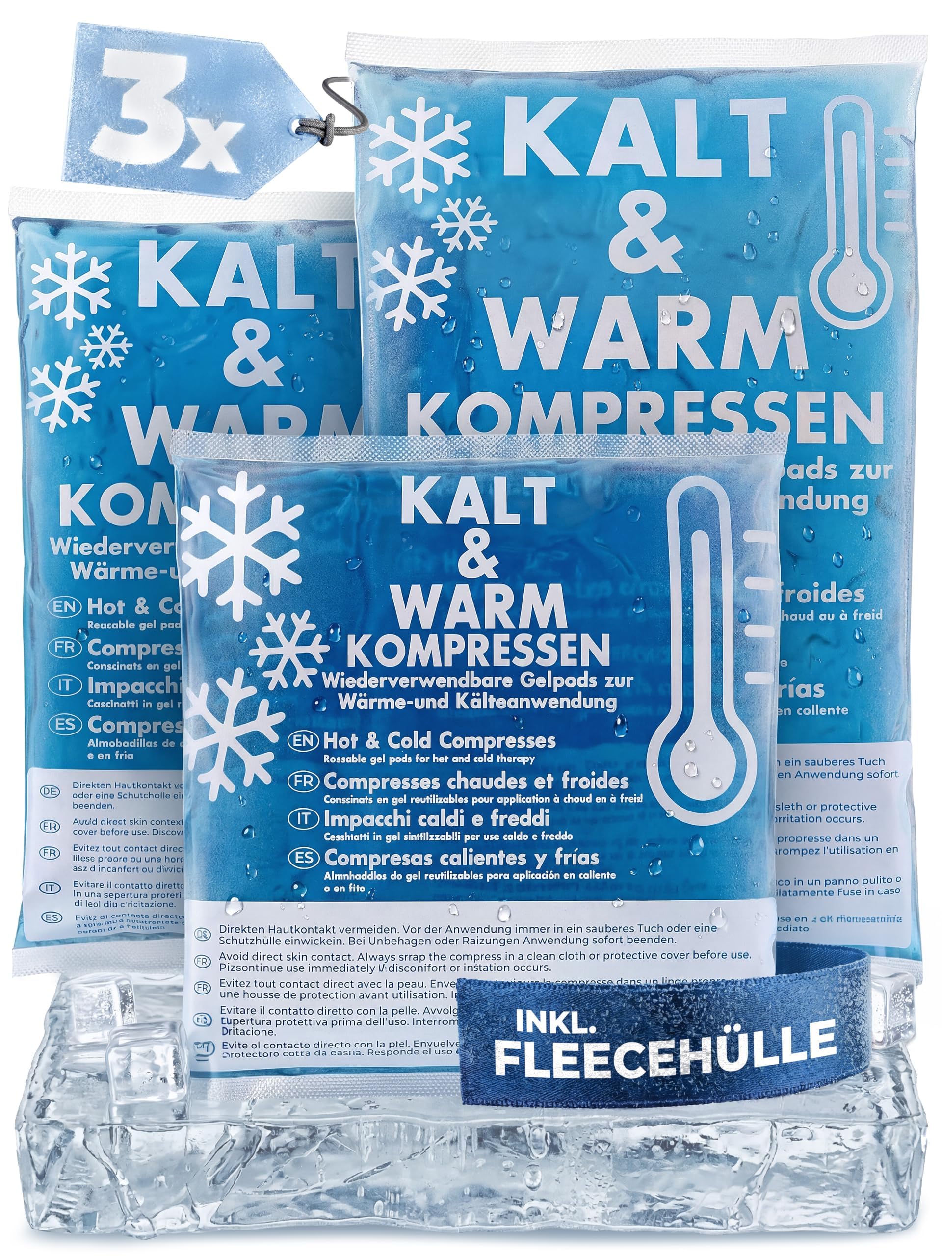 Kühlpads Kalt Warm Kompresse zertifiziert | Kühlpacks für Kinder & Erwachsene, Mit Fleecehülle, Strapazierfähig, Mehr Gelinhalt, PowerSeal Schweißnaht, Tiefgekühlt weich