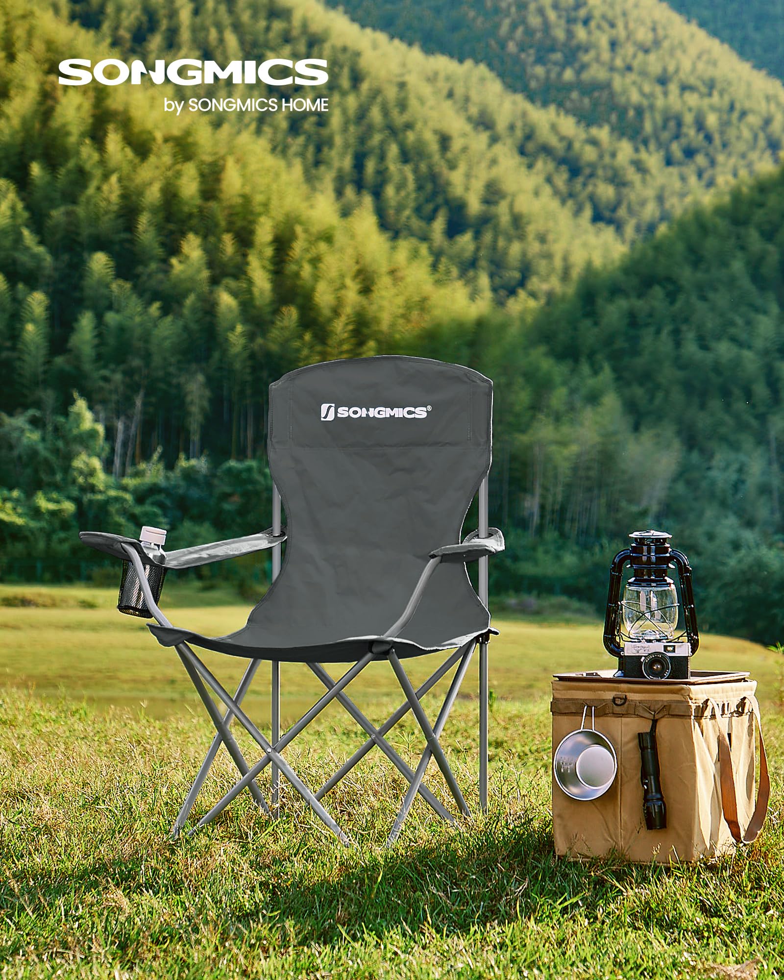 2er Set Klappstuhl Campingstuhl Bequeme Schwerlaststruktur bis 150kg belastbar mit Getränkehalter Outdoor Stuhl