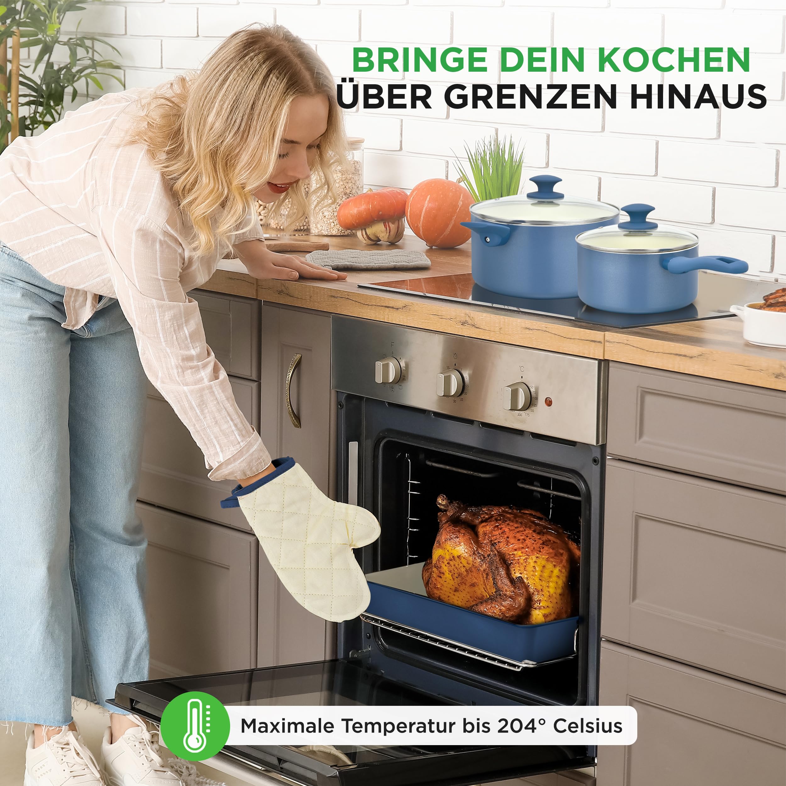 Topfset & Pfannenset - 54-teiliges Non-Stick-Kochgeschirr - Enthält Küchenutensilien, Backschale, Messer / Für Induktion, Gas & Elektrisch / Gesundes & Fettfreies Kochen