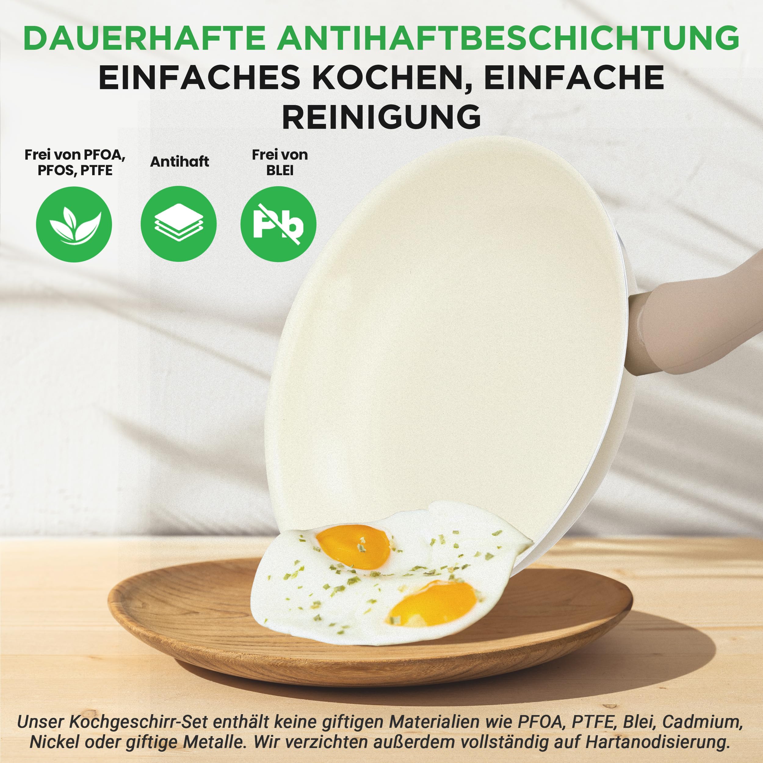 Topfset & Pfannenset - 54-teiliges Non-Stick-Kochgeschirr - Enthält Küchenutensilien, Backschale, Messer / Für Induktion, Gas & Elektrisch / Gesundes & Fettfreies Kochen