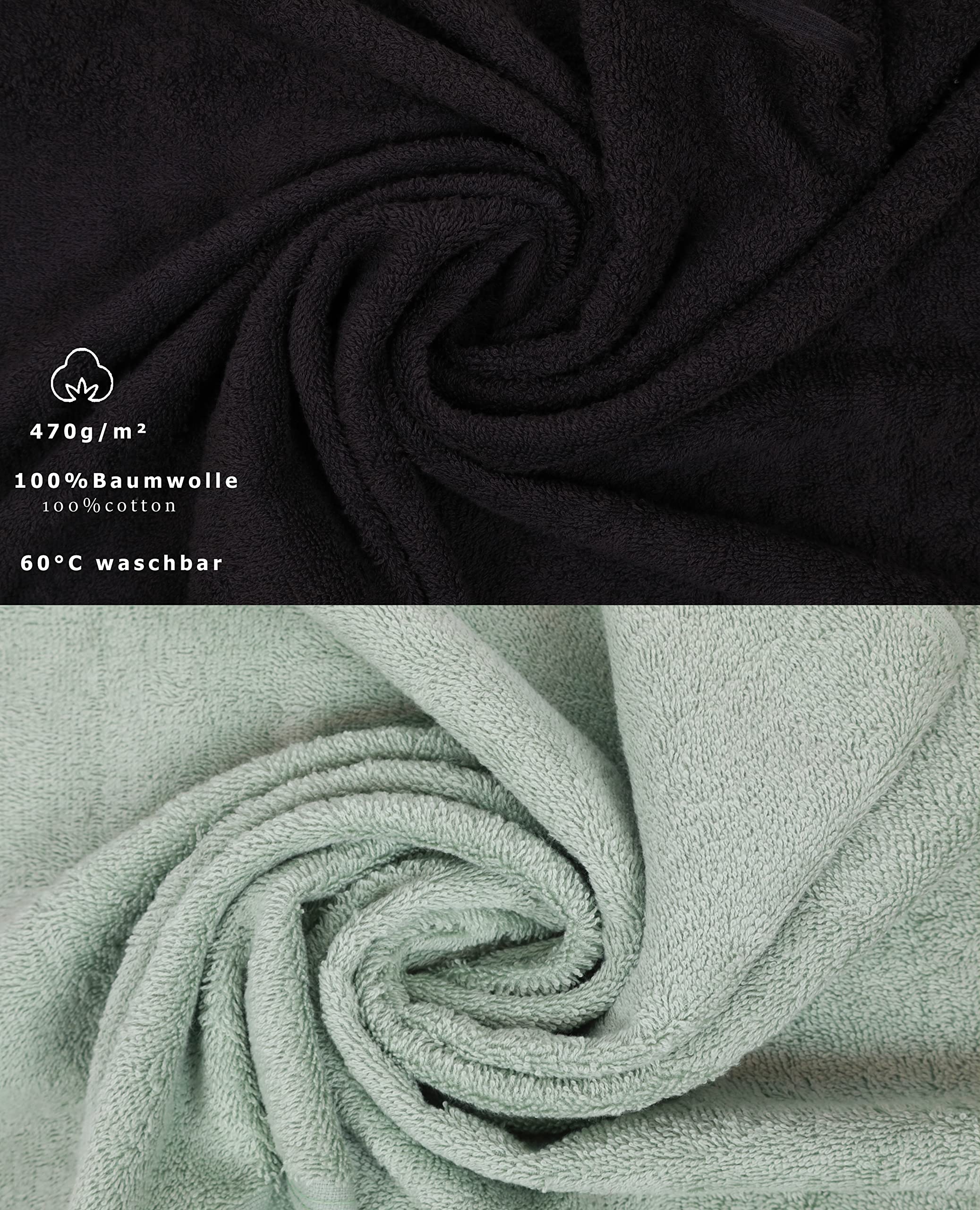 12-teilige Handtuch Set Premium Handtuch Set 100% Baumwolle 2 Badetücher 4 Handtücher 2 Gästehandtücher 2 Flanell