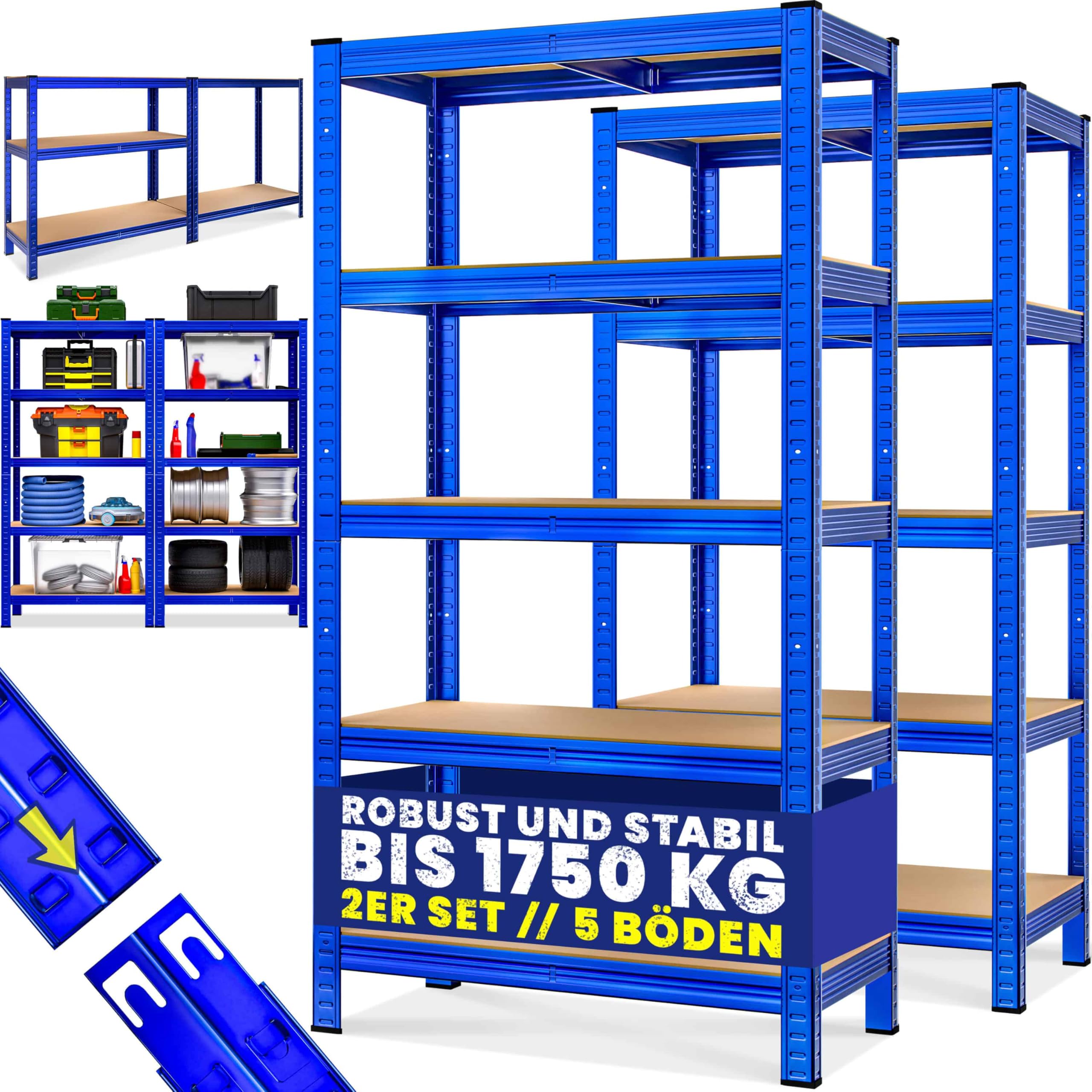 2er Set Schwerlastregal 180x90x40cm