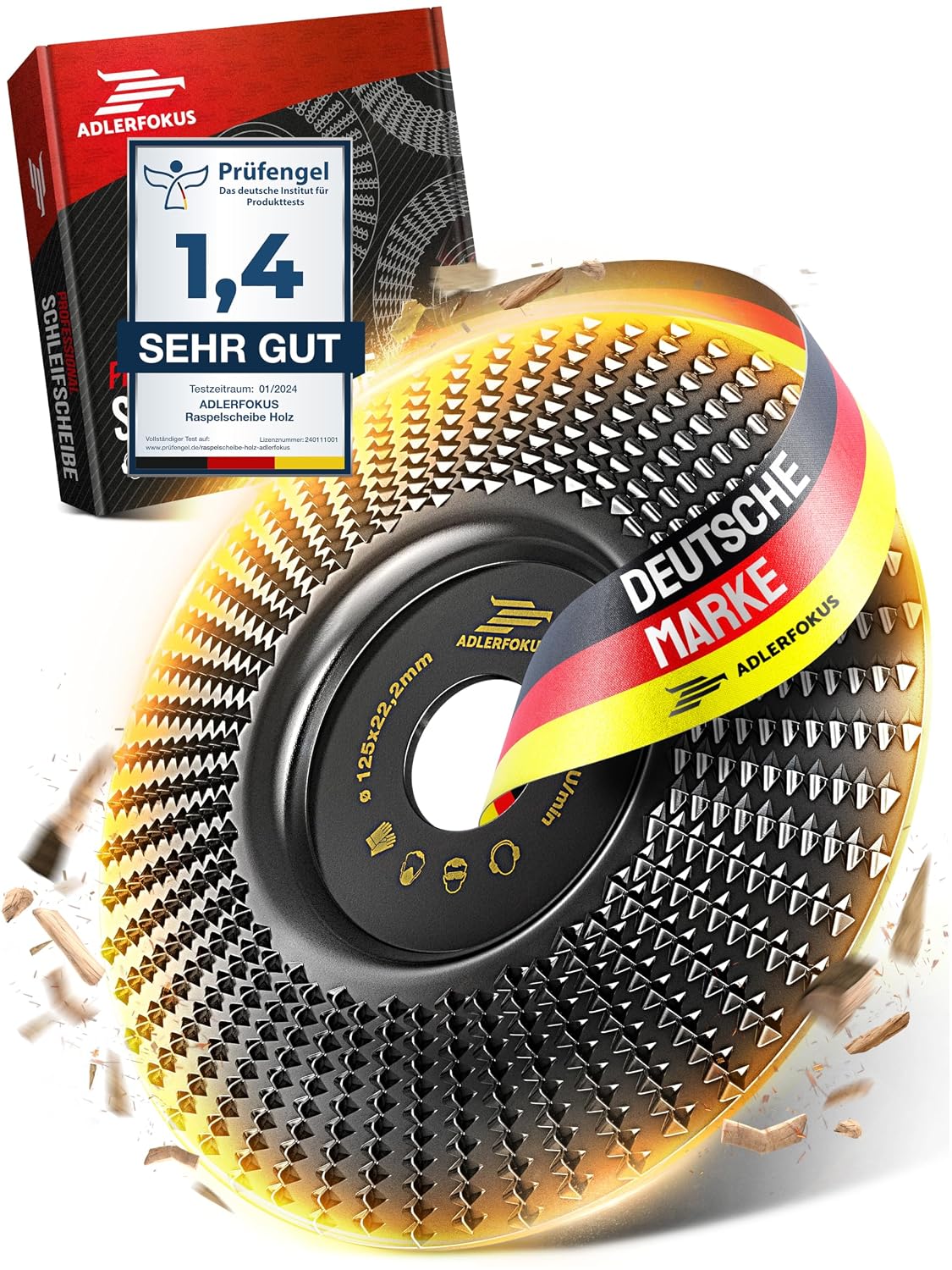 Holz Schleifscheibe 125mm Winkelschleifer [EXTRA SCHARF] | Flexscheibe für Holz - Wurzelfräse - Lackfräse - Baumstumpffräse - Raspelscheibe - Schleifen mit einer Flex Schleifscheibe