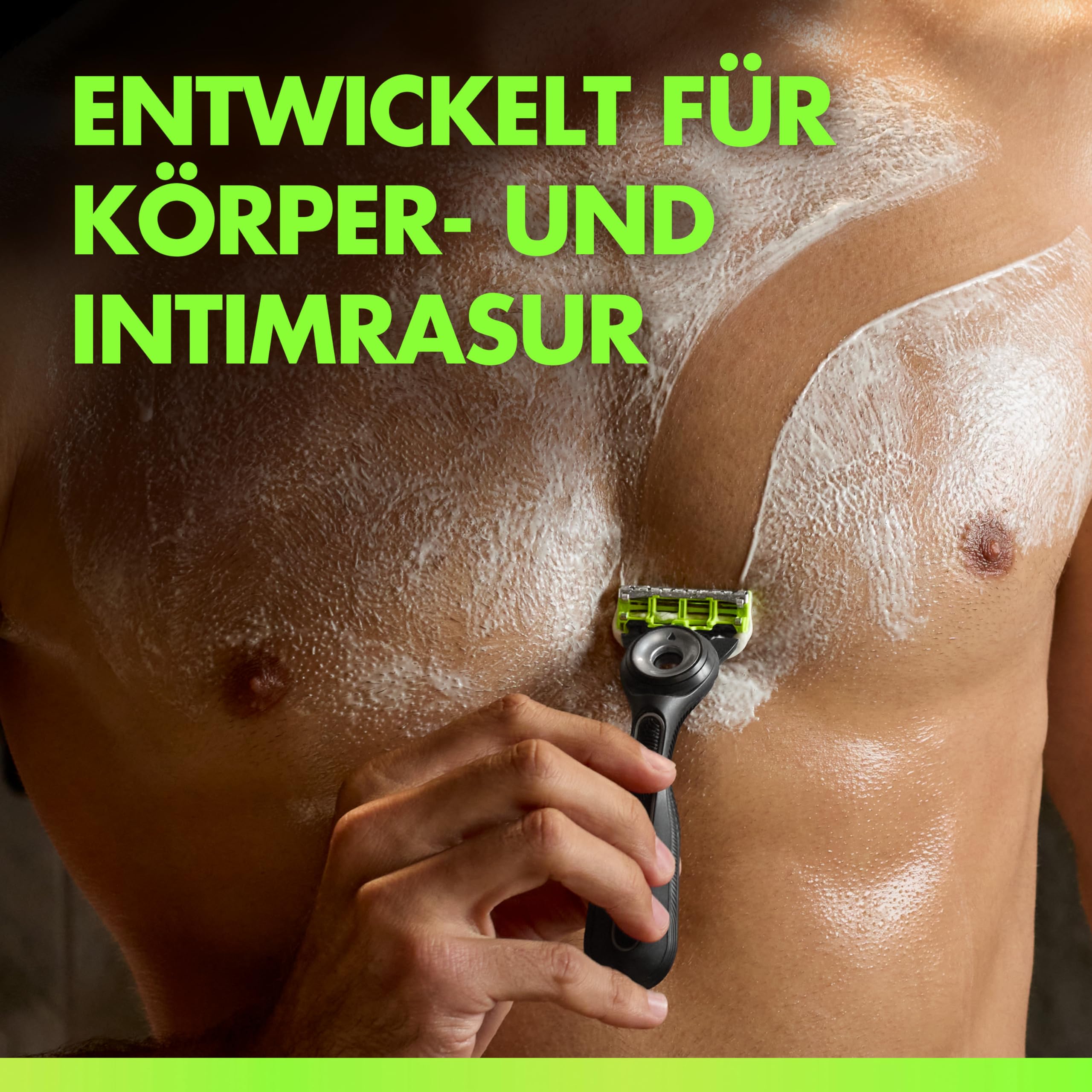 Gillette Labs Body & Intimate Rasierklingen, 12 Original Ersatzklinge, Grün