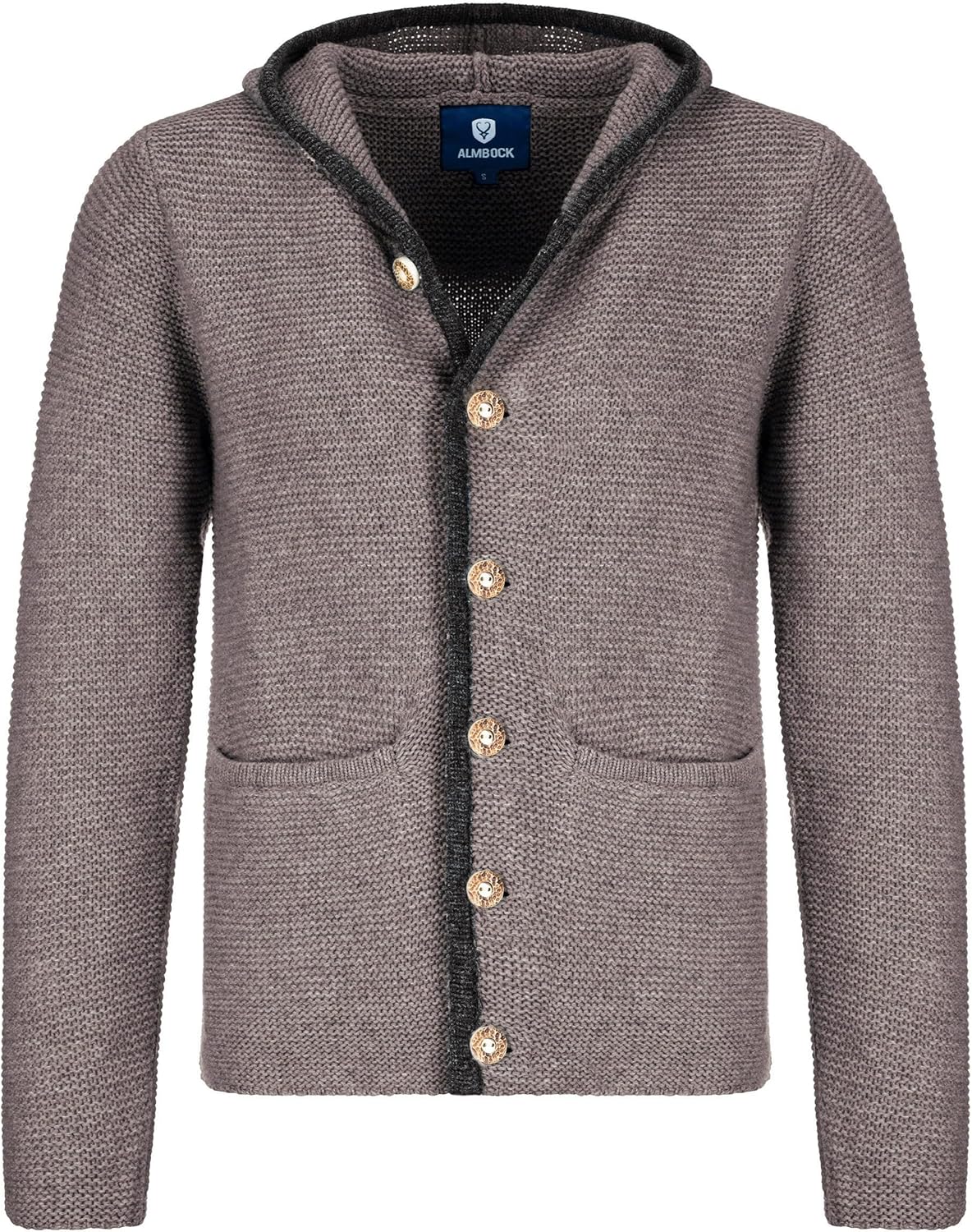 Herren Kostümjacke mit Hood - Kostüm Hoodie für Männer in Schwarz / Anthrazit und Grau und Braun - Traditionelle Strickjacke in S, M, L, XL, XXL, XXXL