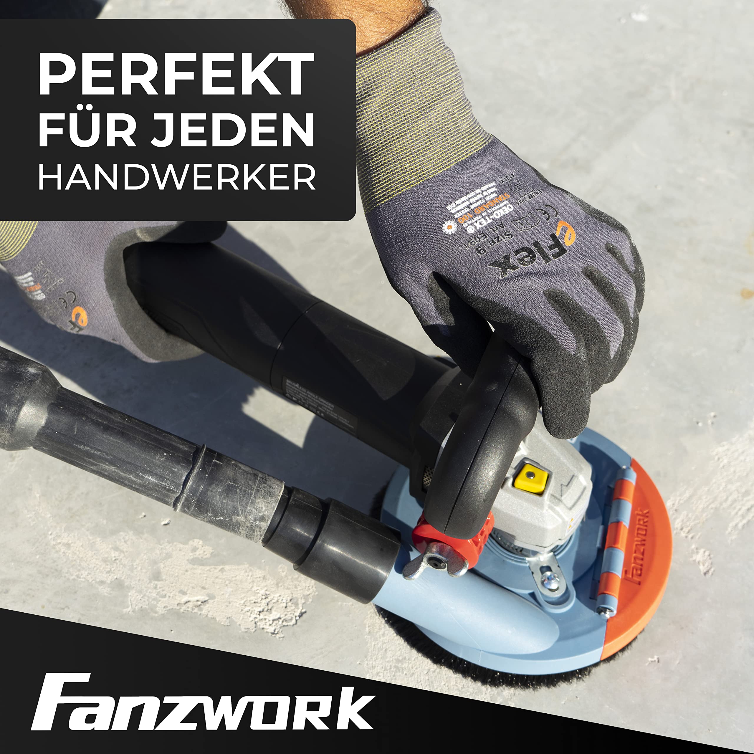 Absaugaufsatz Absaughaube für Winkelschleifer inkl. 125 mm Diamantschleiftopf PROFI QUALITÄT – Bürsten auswechselbar – 99% universal passend – verstärkter Adapterring – M14 Adapter
