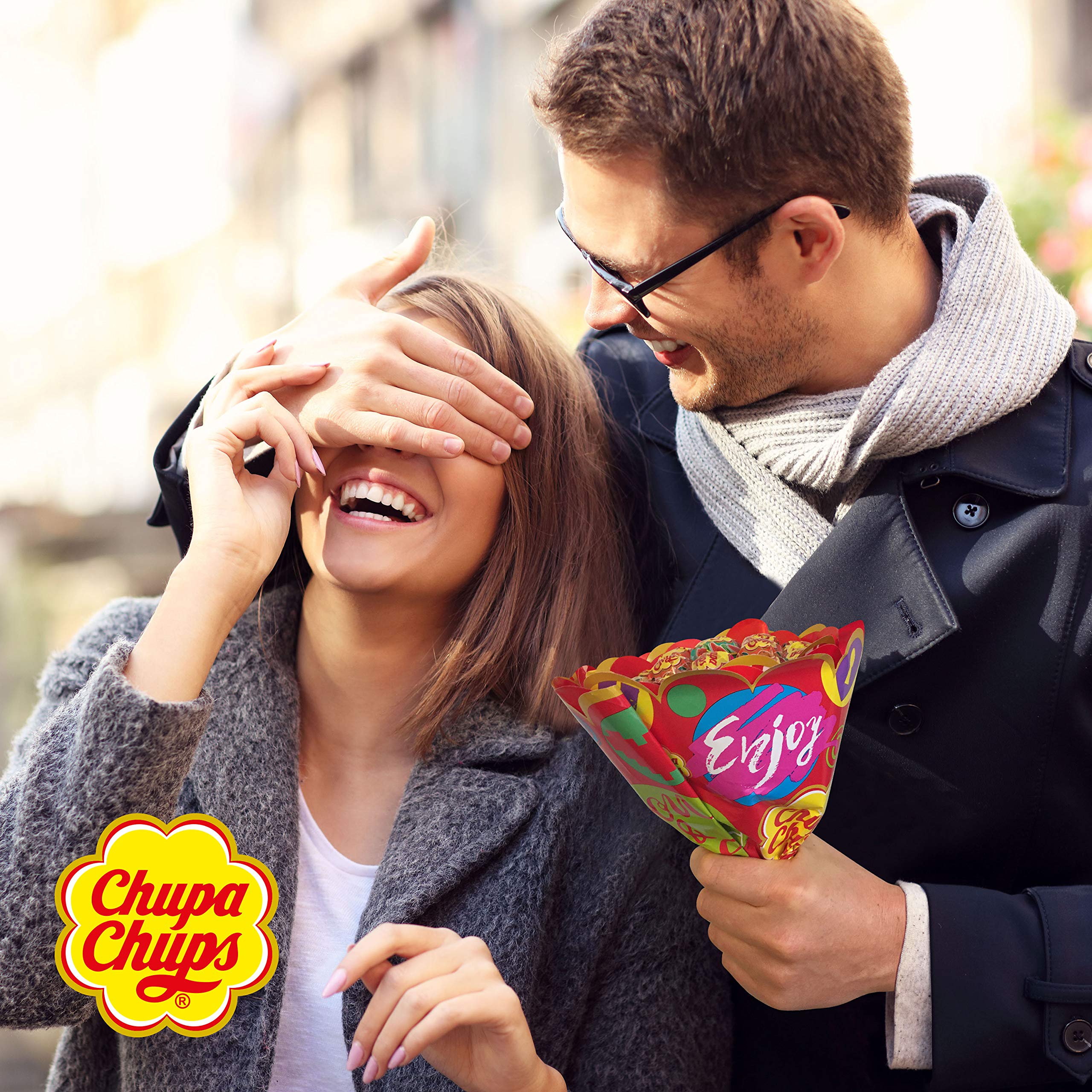 Chupa Chups Lollipop Blumenstrauss / Bouquet mit 19 Lollipops in sechs Sorten, Geschenkidee zum Geburtstag, Jubiläum, Valentinstag und Muttertag