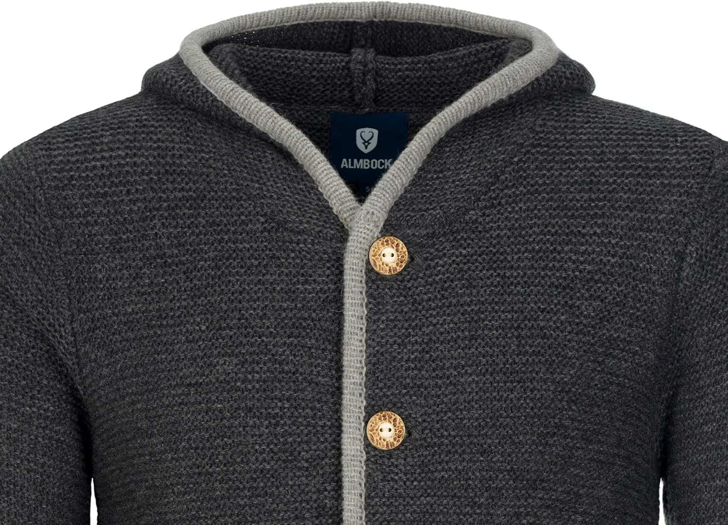 Herren Kostümjacke mit Hood - Kostüm Hoodie für Männer in Schwarz / Anthrazit und Grau und Braun - Traditionelle Strickjacke in S, M, L, XL, XXL, XXXL