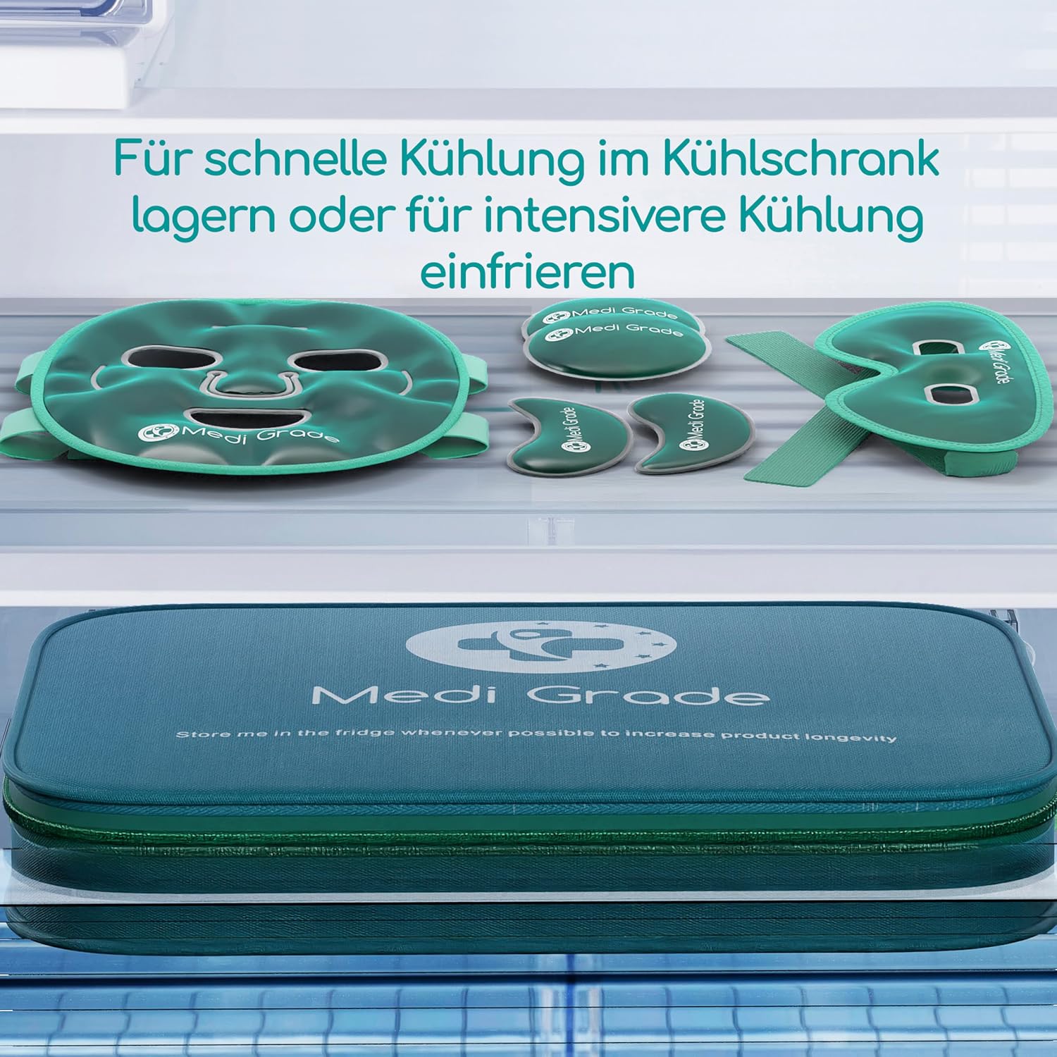 Kühlmaske für Gesicht Augen im Set, Erfrischende Gel Eismaske | Gesichtskühlmaske Augen Kühlmaske gegen geschwollene Augen, zum Augenringe Entfernen, bei Migräne, mit praktischer Kühltasche