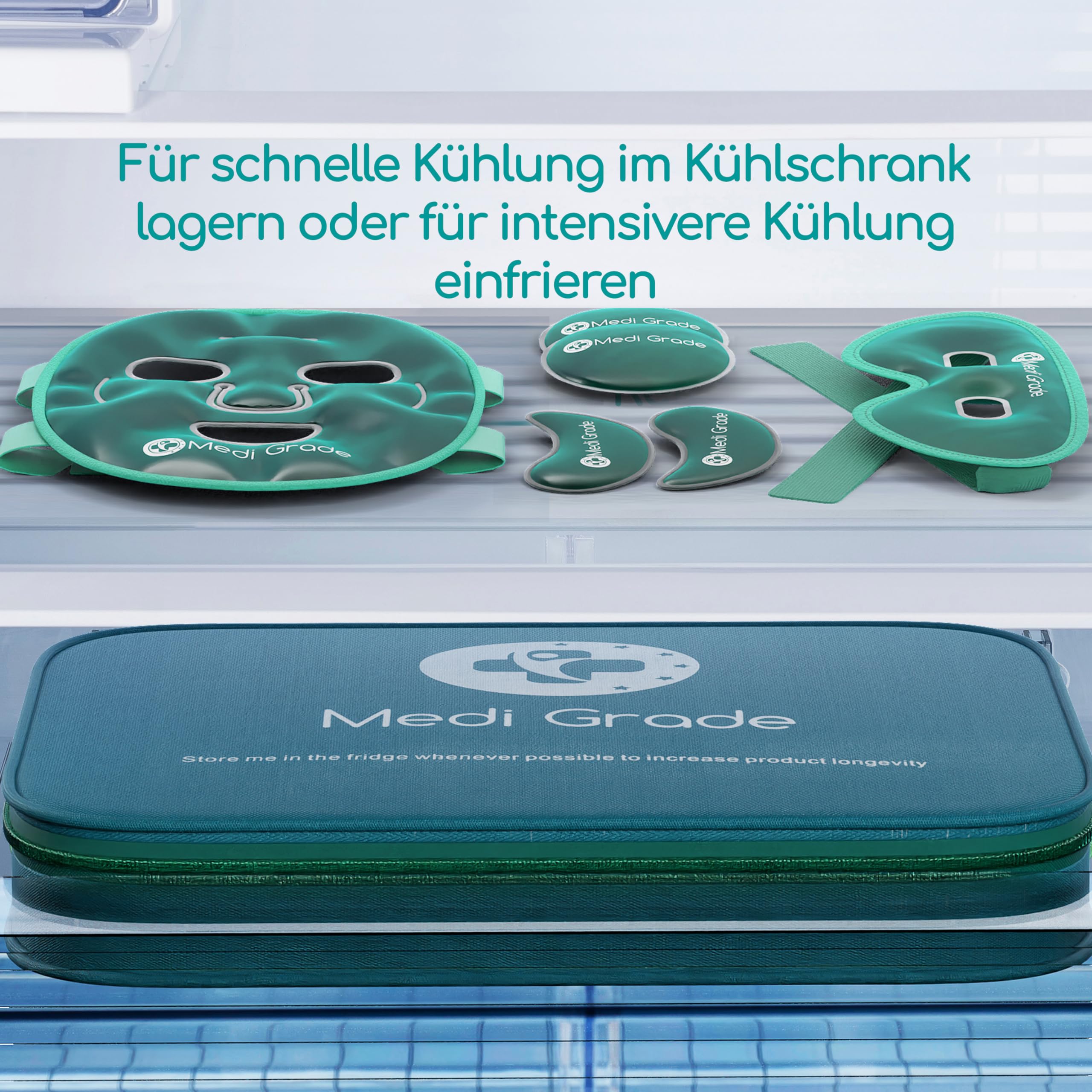 Kühlmaske Gesicht und Kühlende Augenpads – Augenmaske Kühlend mit Geltechnologie, Gesicht, Augen, Augenringe entfernen, Reduziert Schwellungen, Dunkle Ringe, mit Kühltasche
