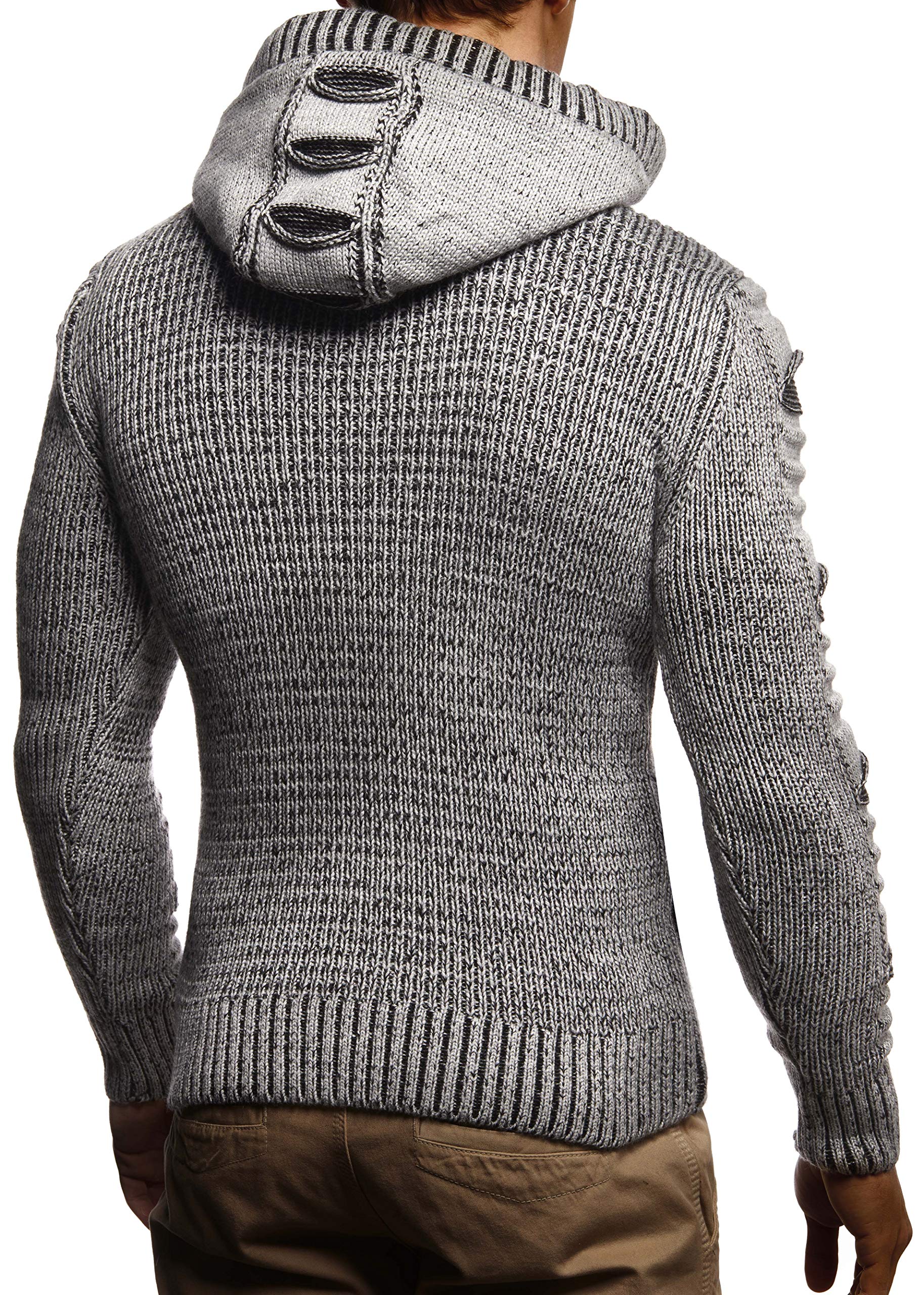Herren Cardigan mit Hood und Zip, gestrickte Sweat Jacket für Winter und Sommer