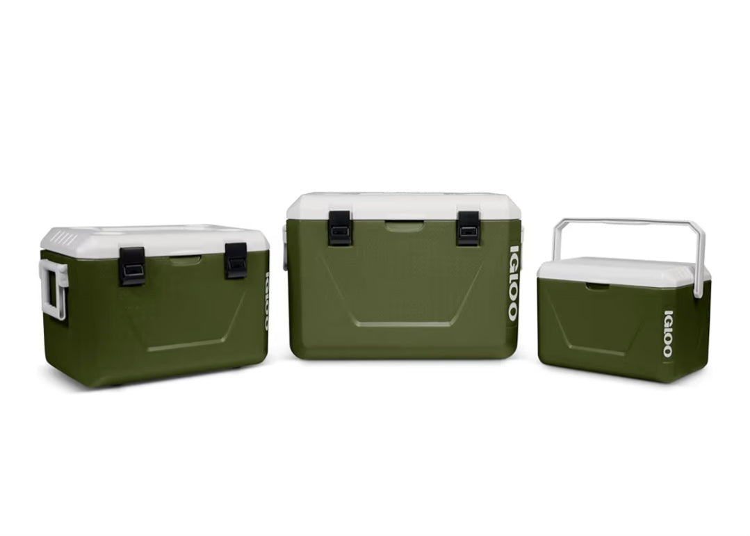 Stapelbare Passiv‑Kühlboxen Set 55 L + 27 L + 11 L – Platzsparende Camping‑Kühlboxen, robust & leicht, ideal für Picknick, Strand, Outdoor & Freizeit – Ineinander verstaubar, Grün
