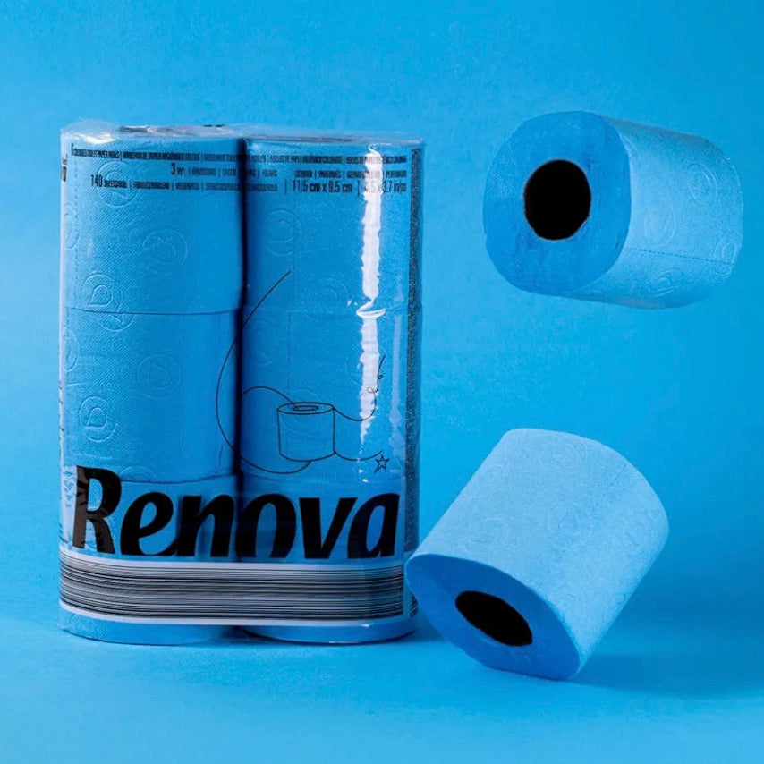 Toilettenpapier blau / WC-Papier blau / Pack à 6 Rollen