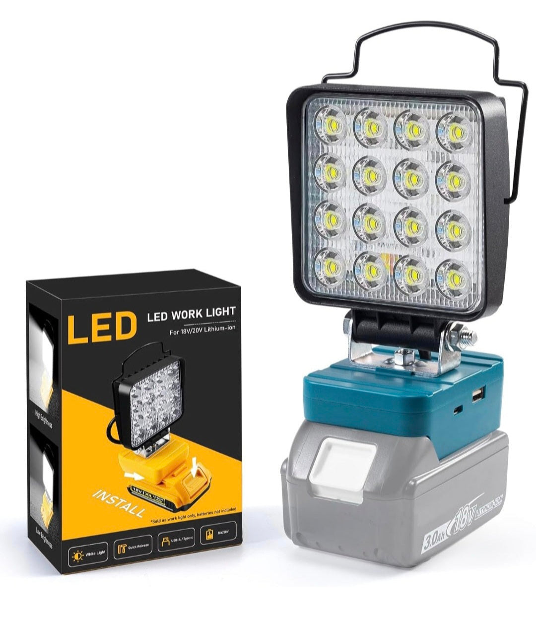 20 x Akku Lampe passend zu Makita 18V, 48W 4800LM Kabellose Led Arbeitsleuchte